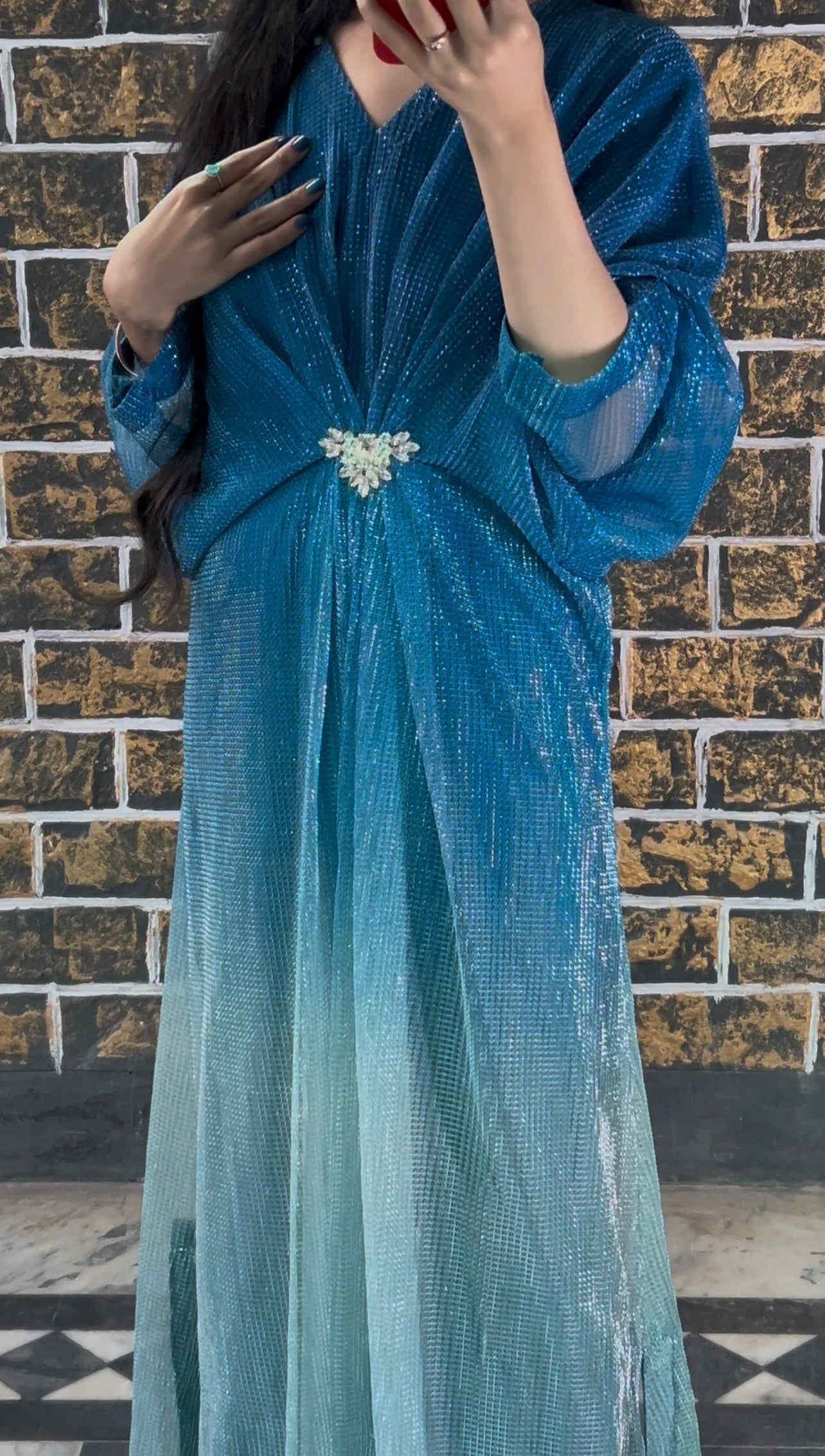 Sapphire Blue Two-Tone Moonlight Kaftan