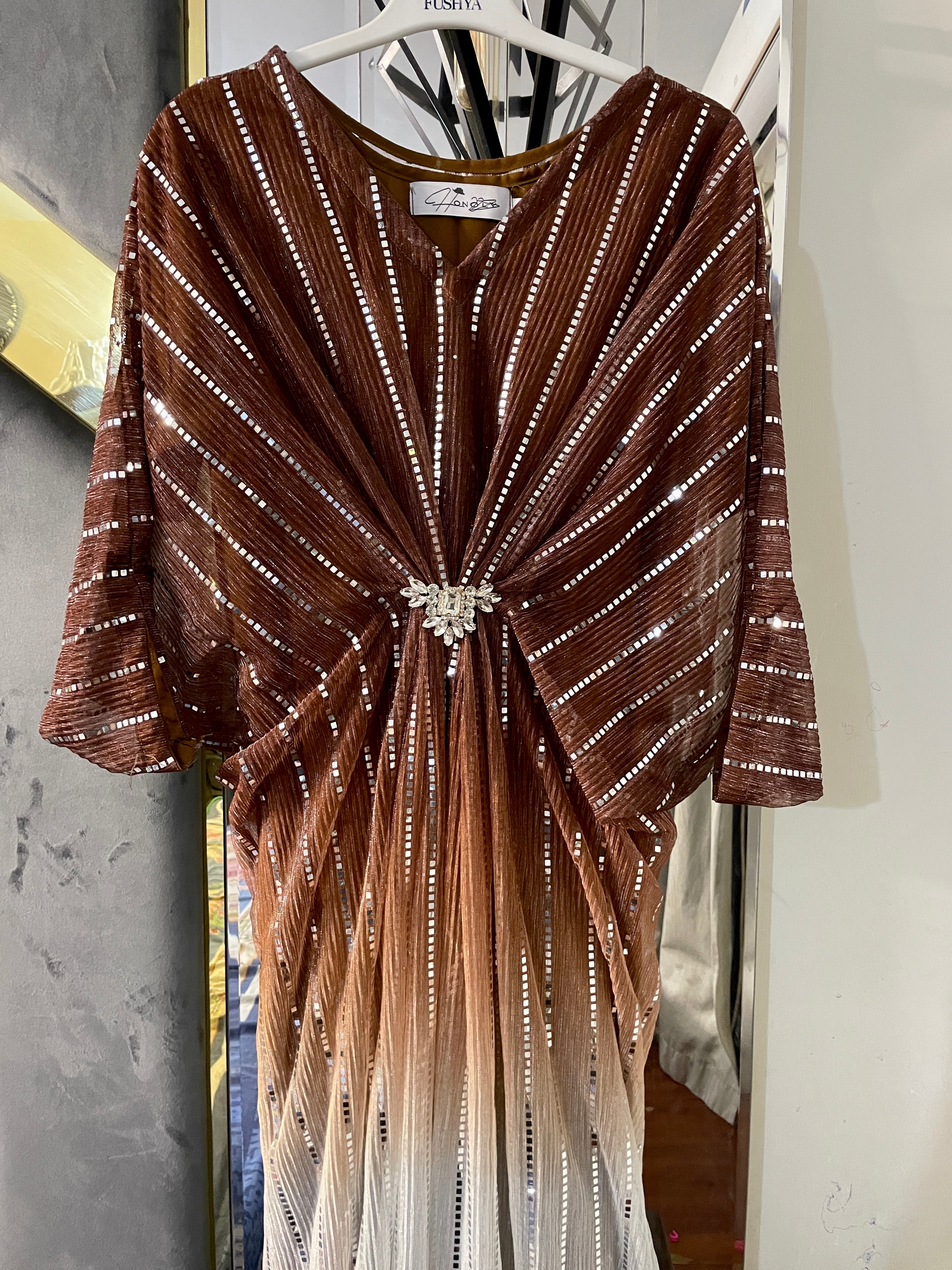 Cocoa Brown Moonlight Sequins Kaftan