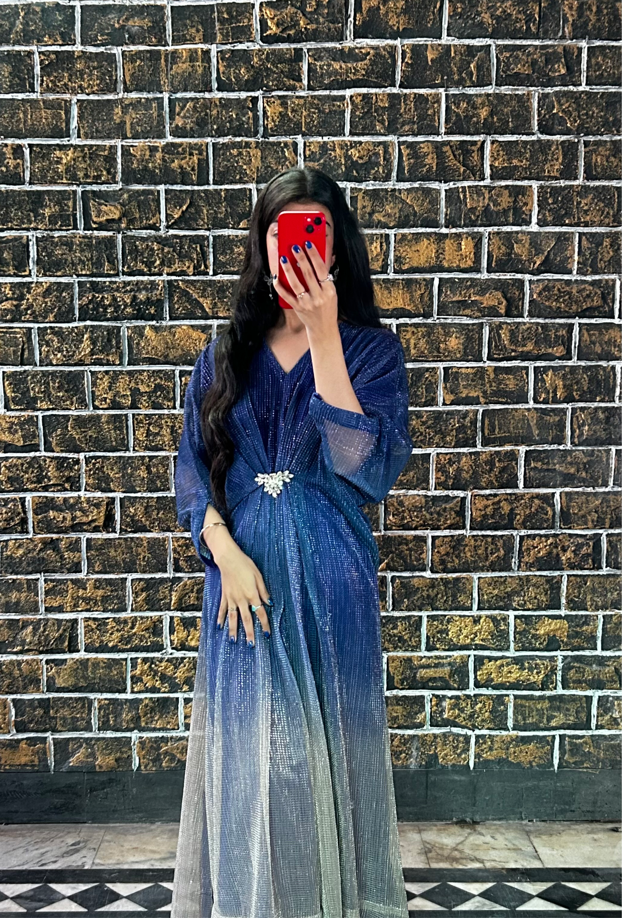 Royal Blue Two-Tone Moonlight Kaftan