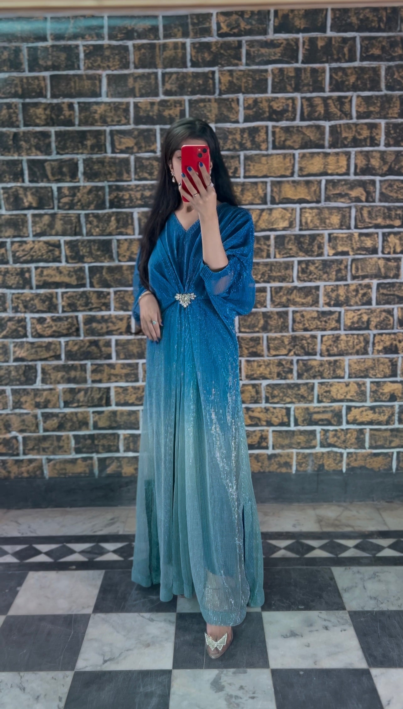 Sapphire Blue Two-Tone Moonlight Kaftan
