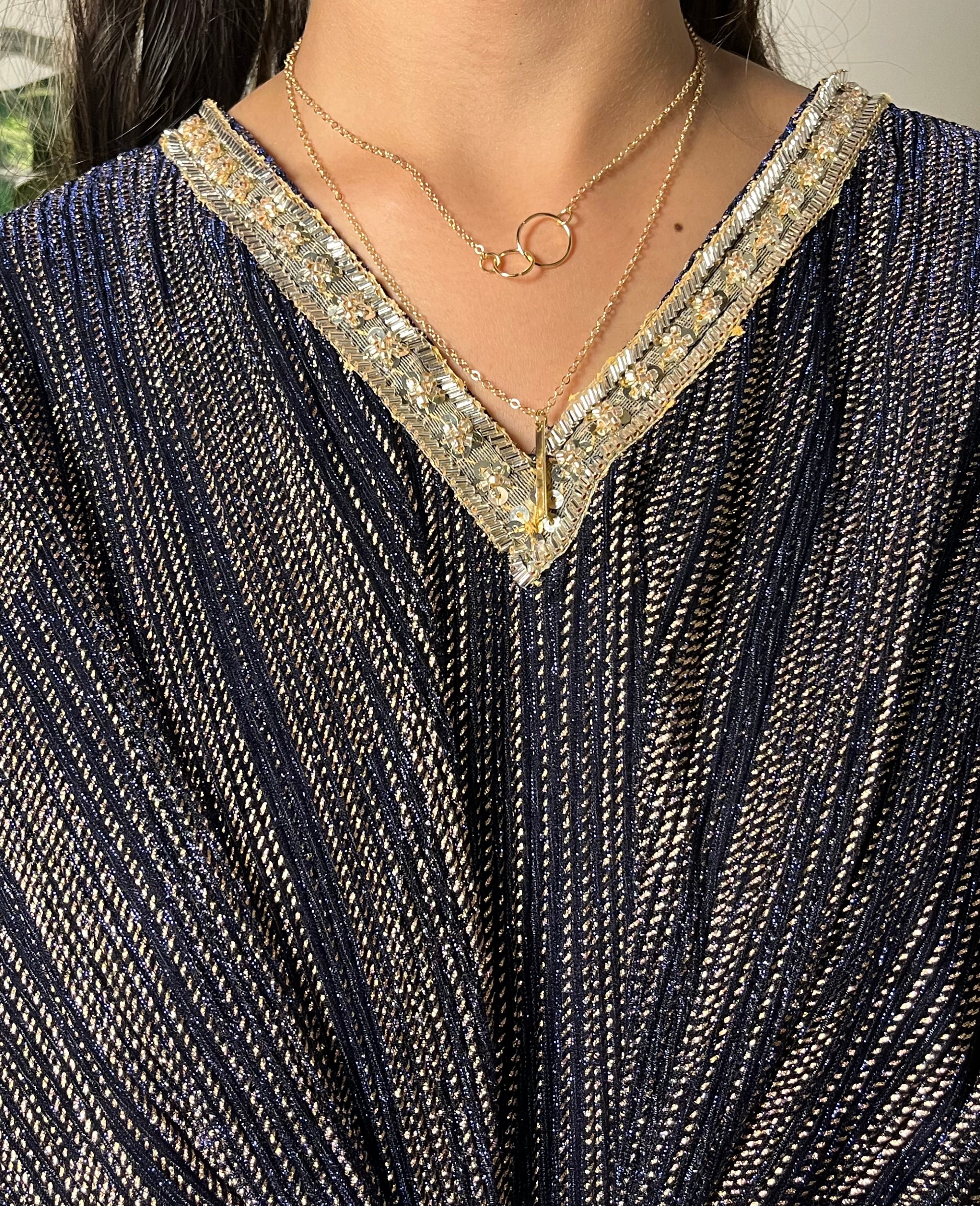 Cut-Dana Embroidered Navy Blue Moonlight Kaftan