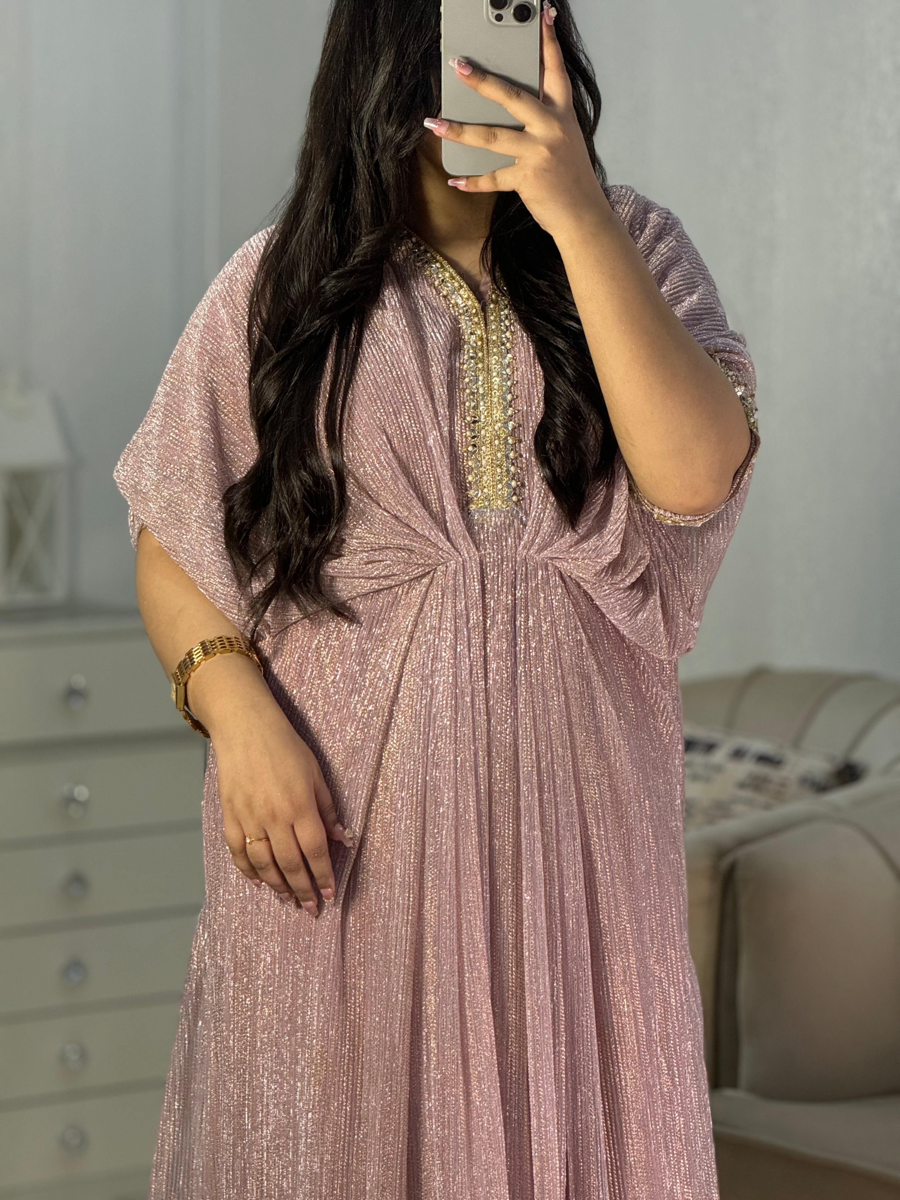 Embroidered Lilac Moonlight Kaftan