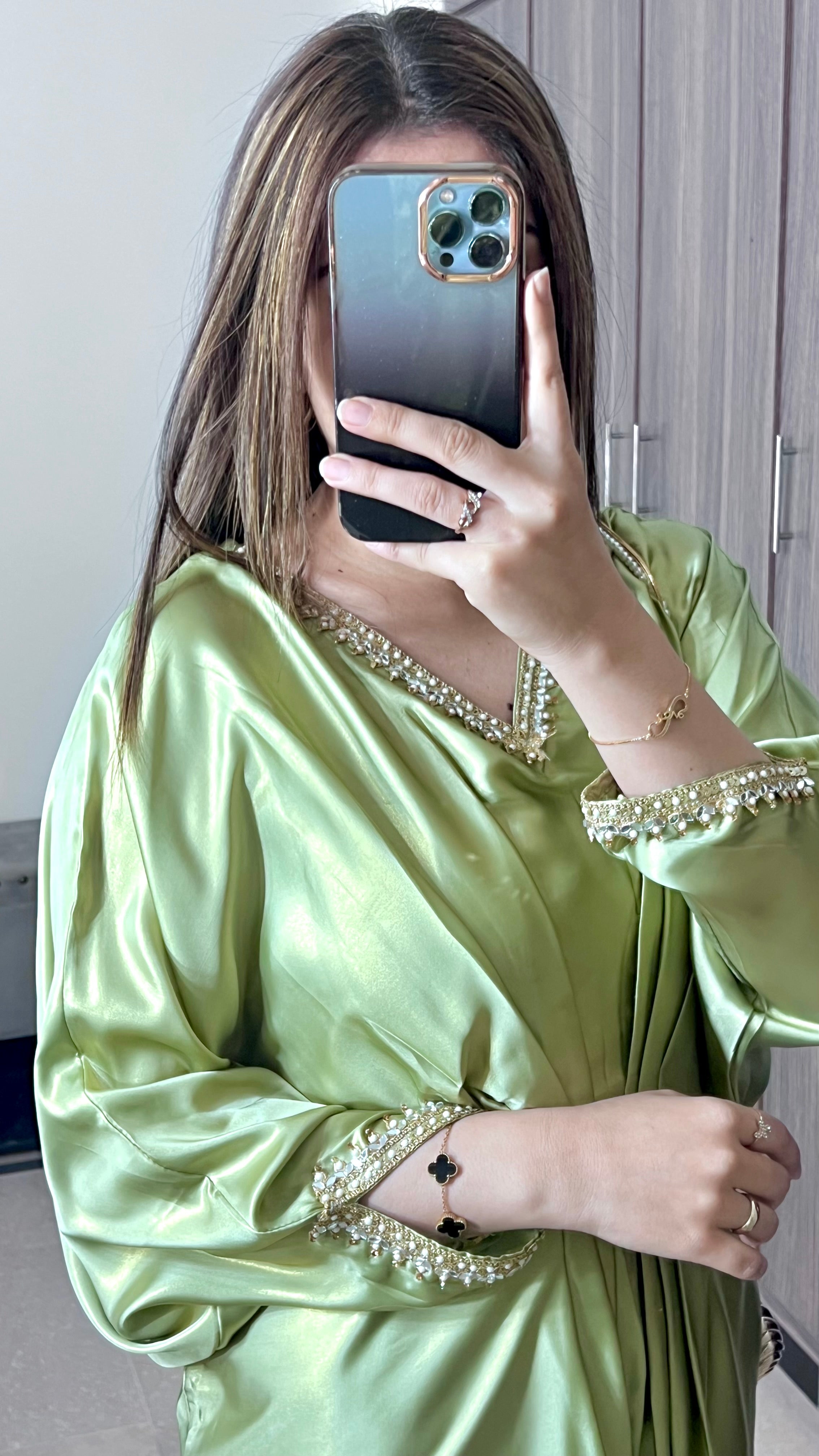 Embroidered Shimmer Silk Kaftan