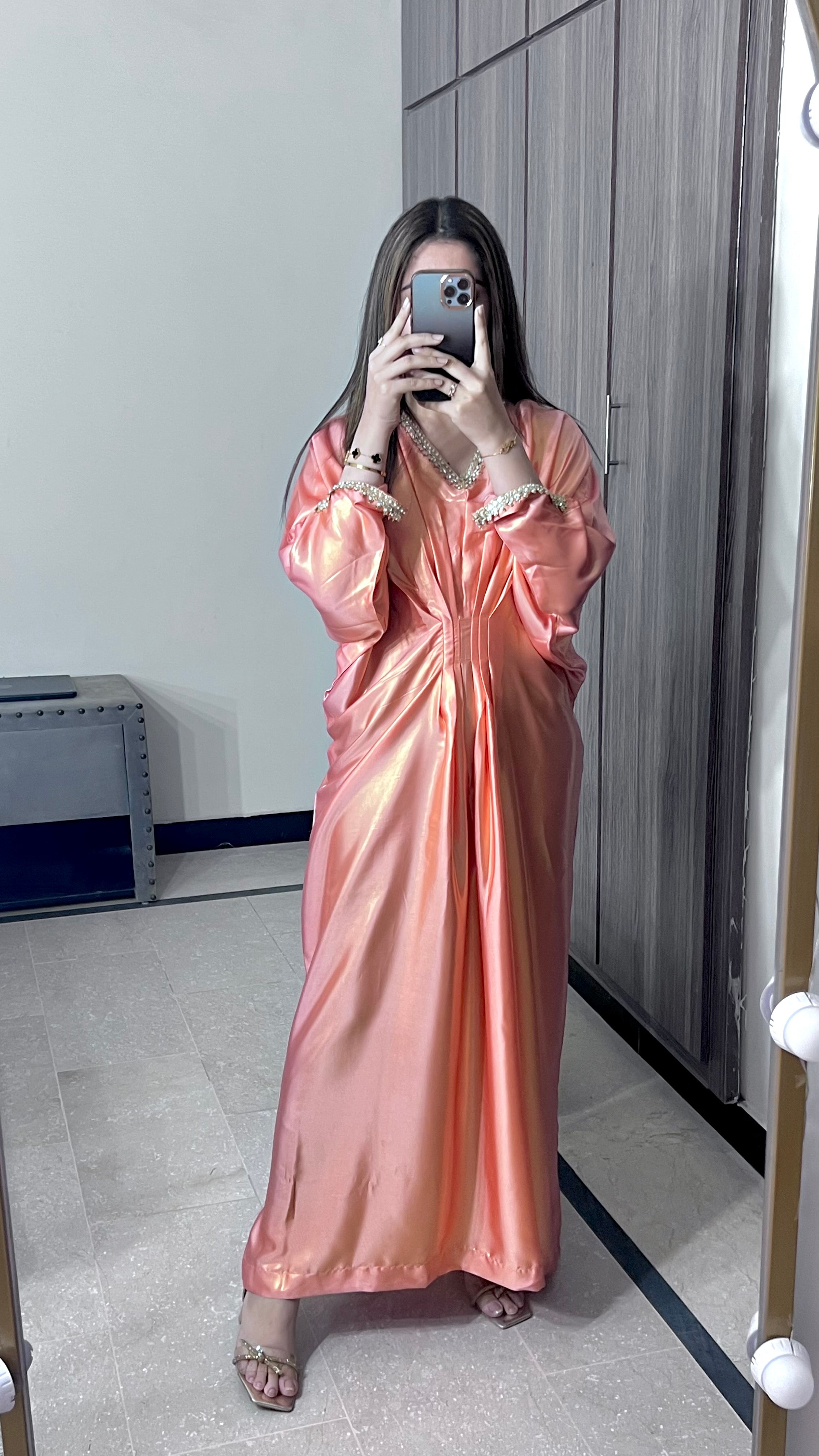 Embroidered Shimmer Silk Kaftan