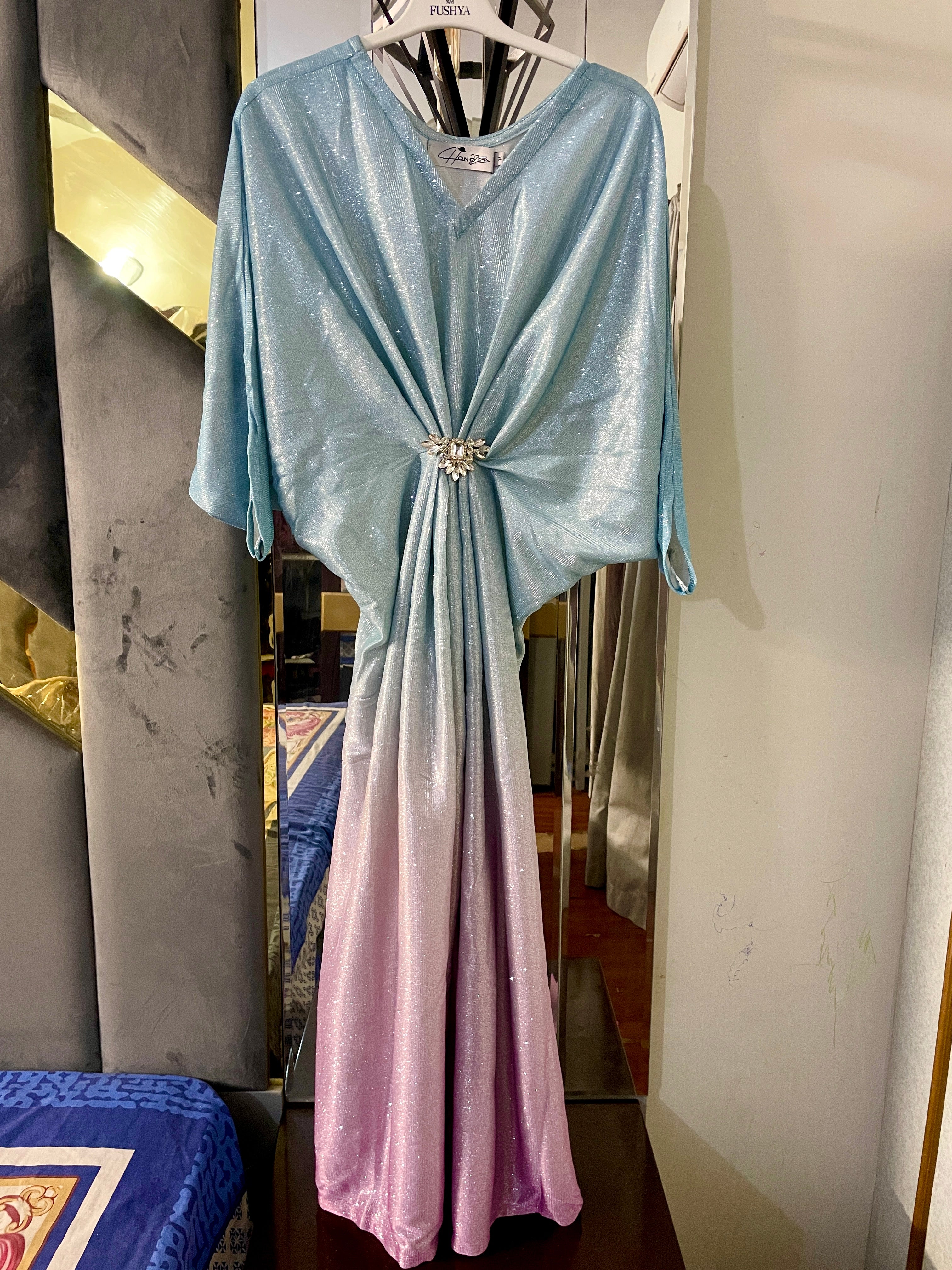 Blue-Pink Shimmer Moonlight Kaftan