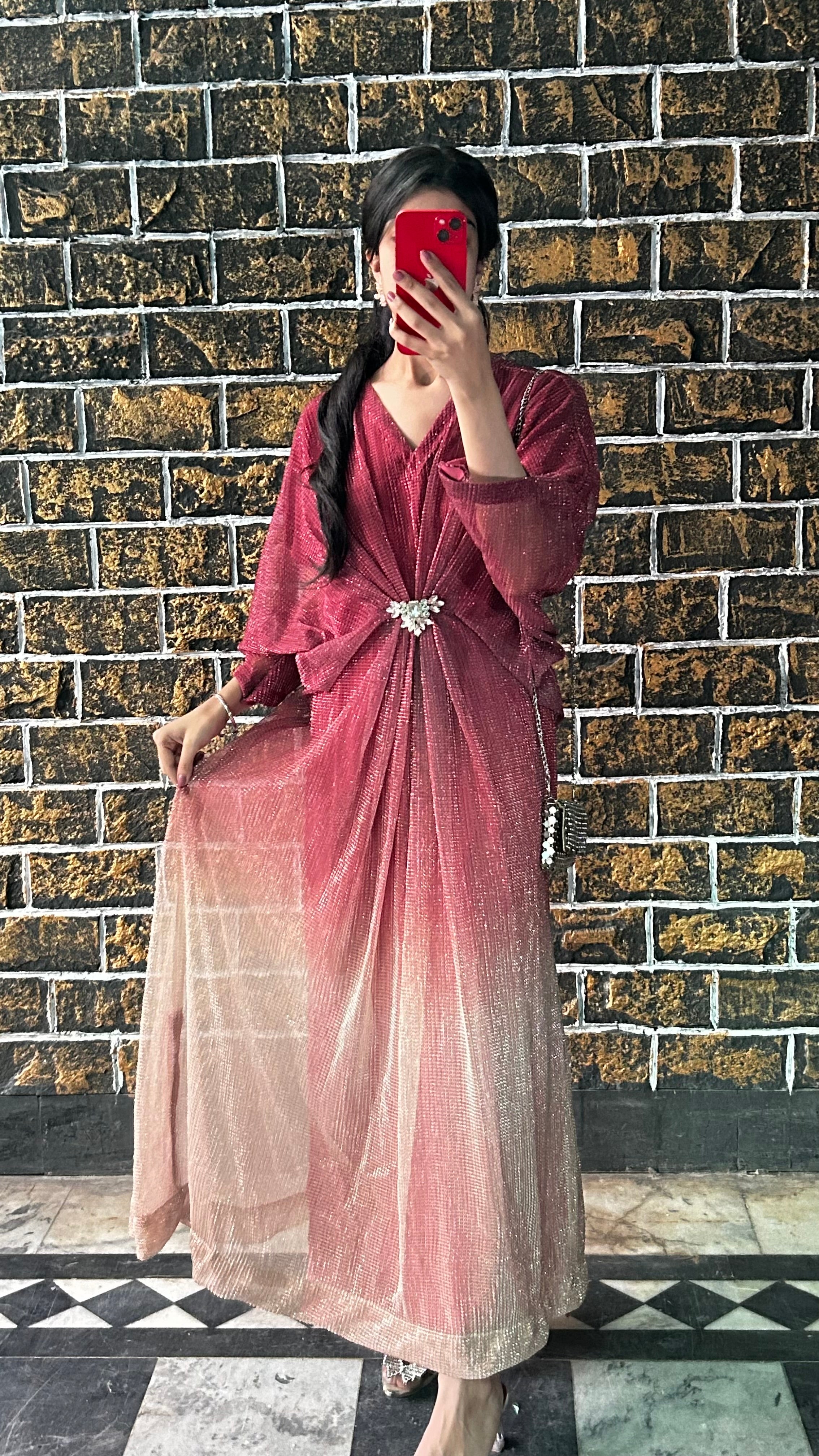 Maroon Two-Tone Moonlight Kaftan