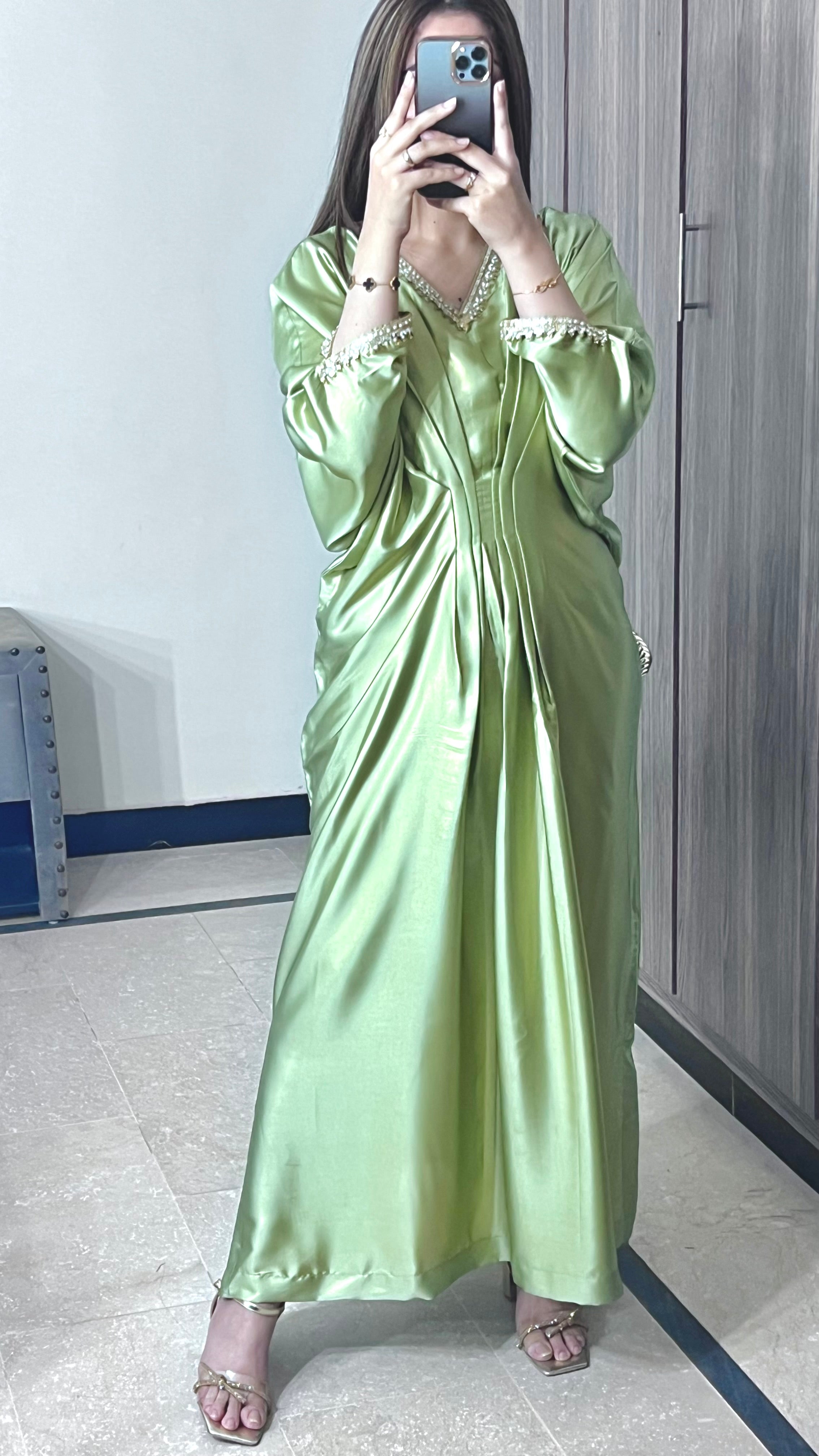 Embroidered Shimmer Silk Kaftan