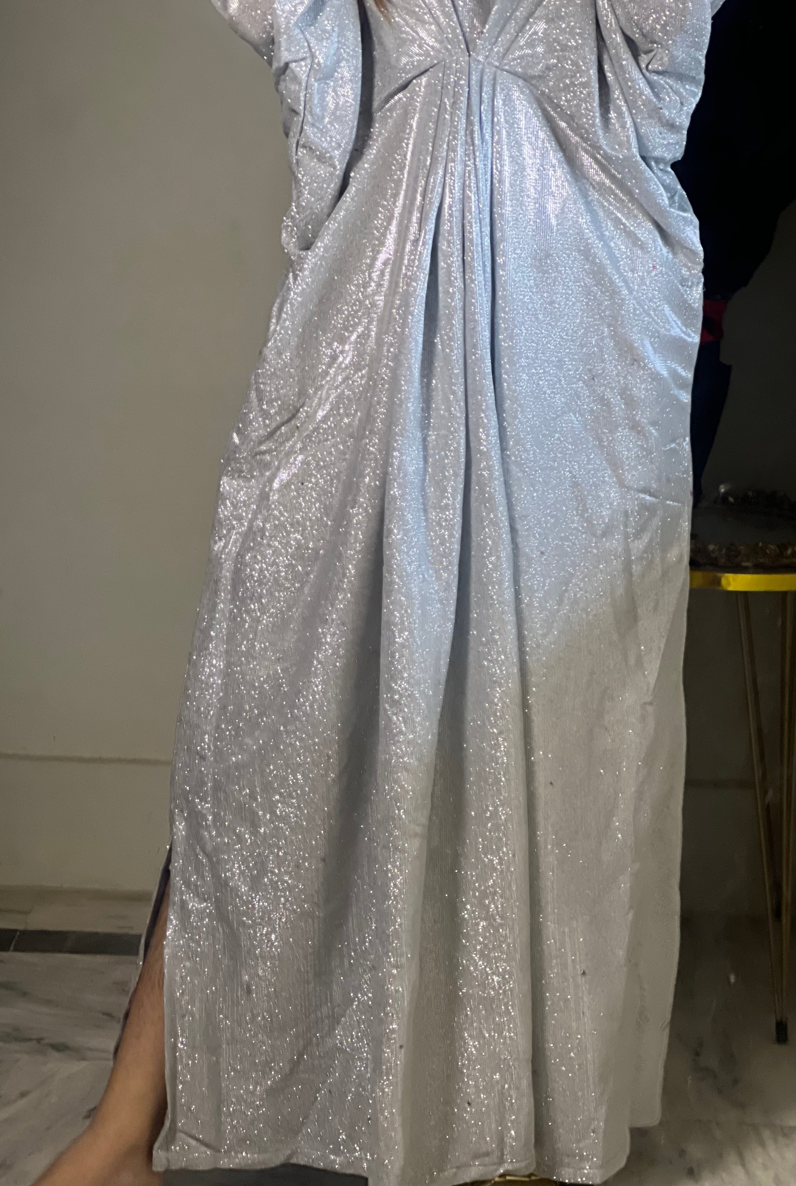 Embroidered Silver Shimmer Moonlight Kaftan