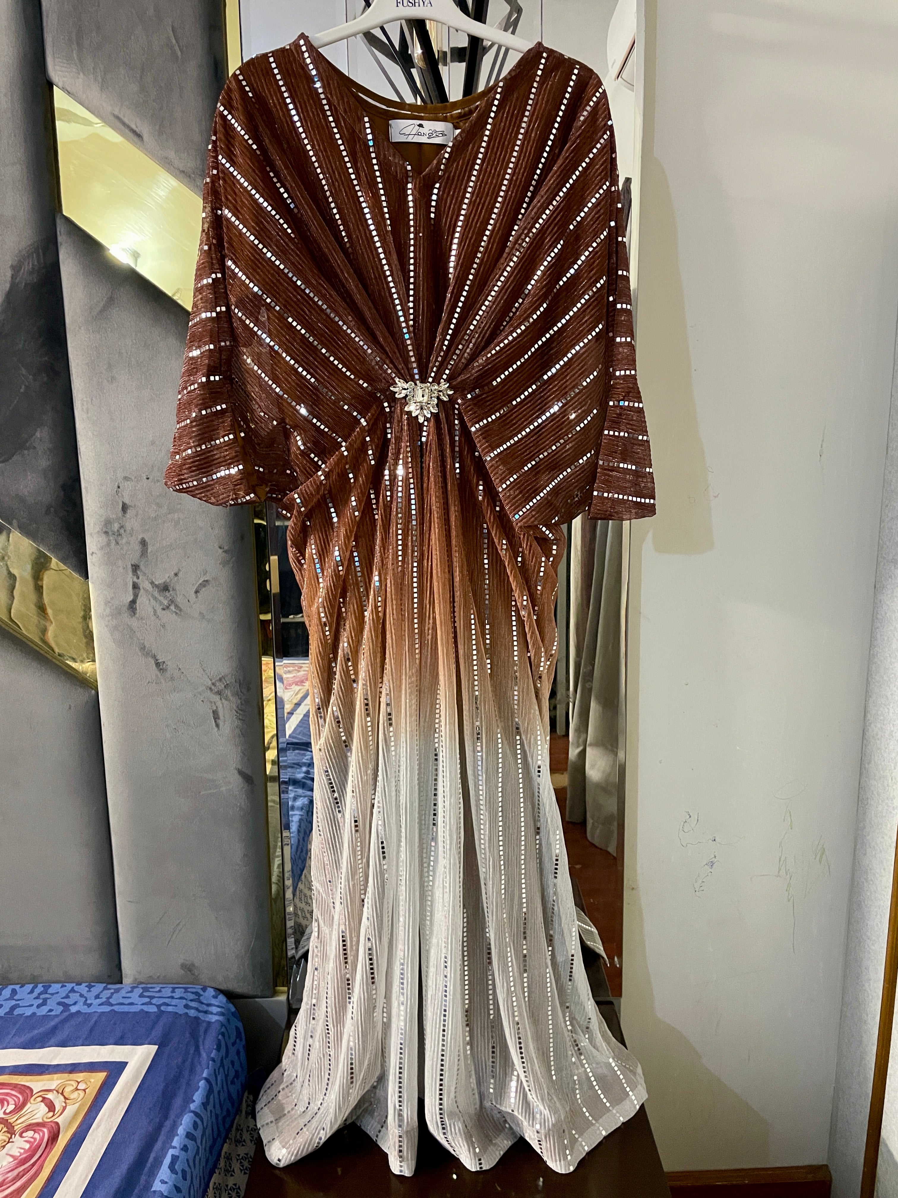 Cocoa Brown Moonlight Sequins Kaftan