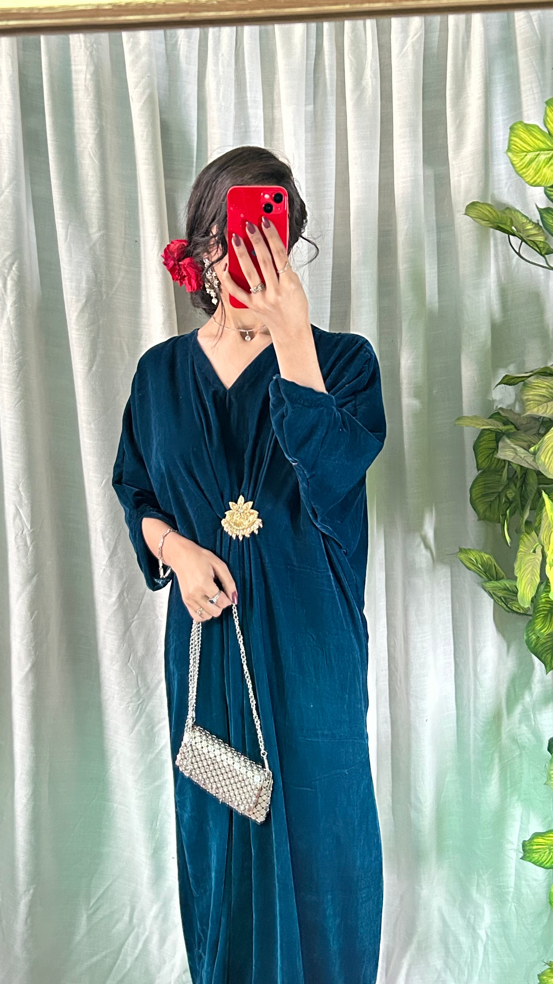 Velvet Zinc Blue Kaftan