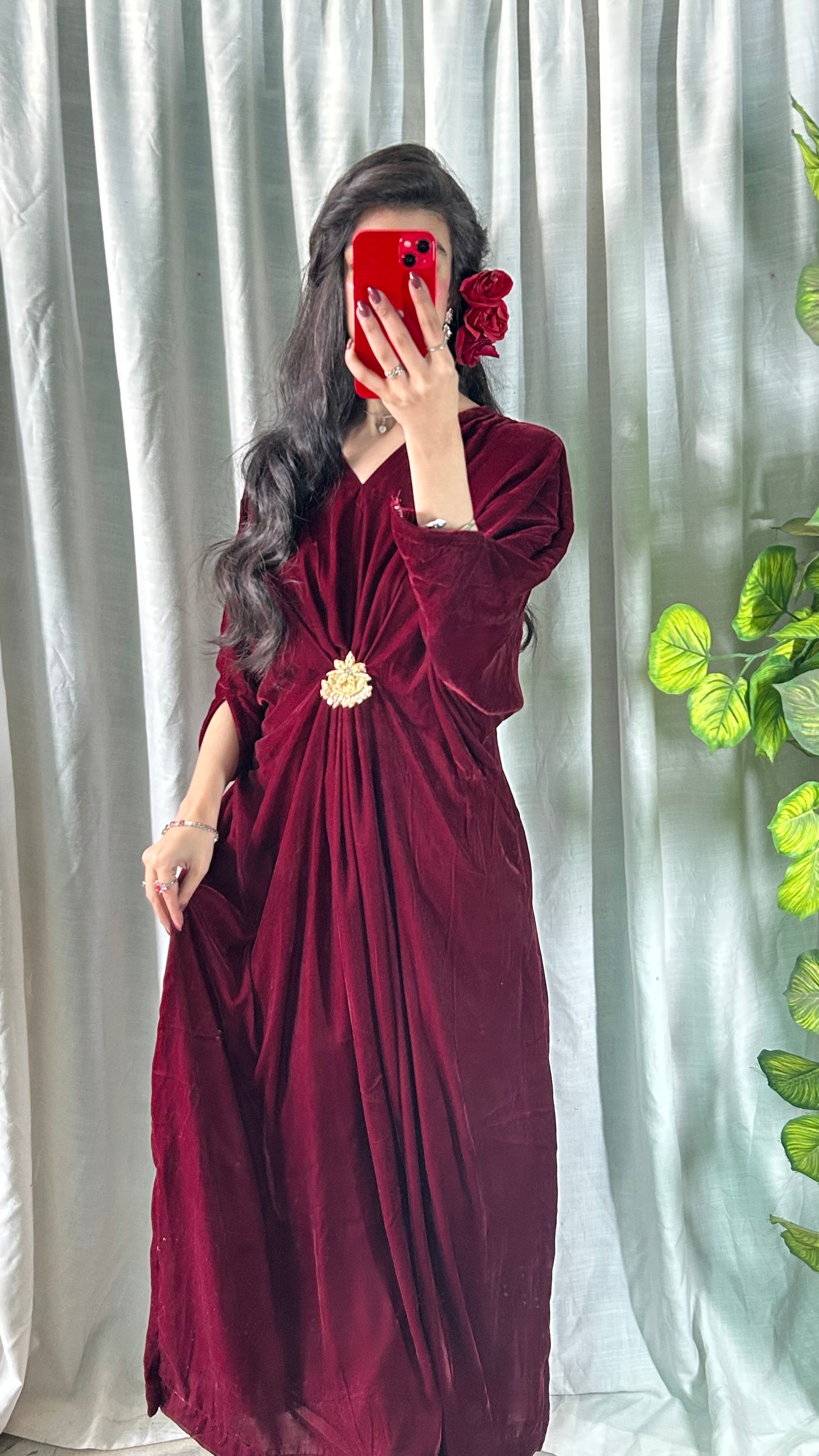 Velvet Maroon Kaftan