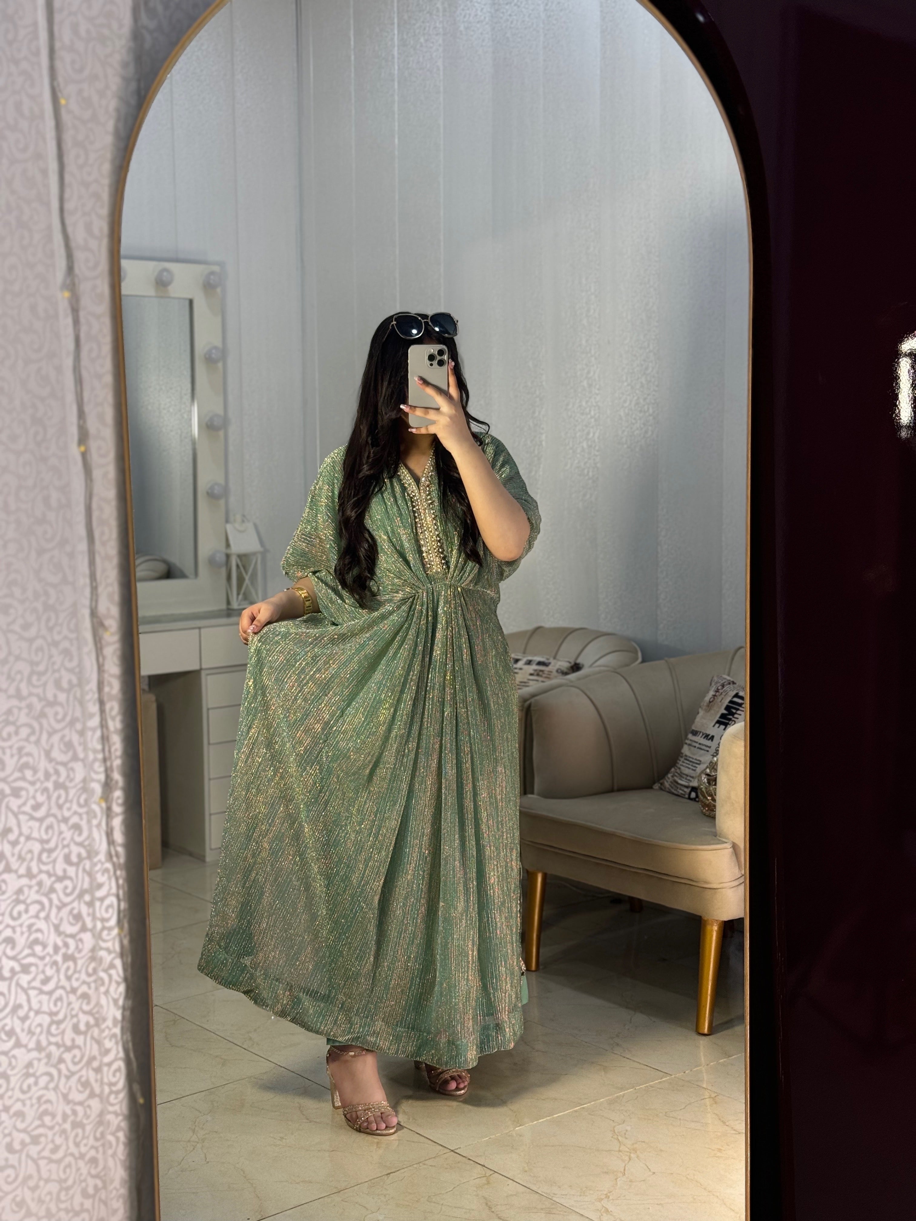 Embroidered Green Moonlight Kaftan