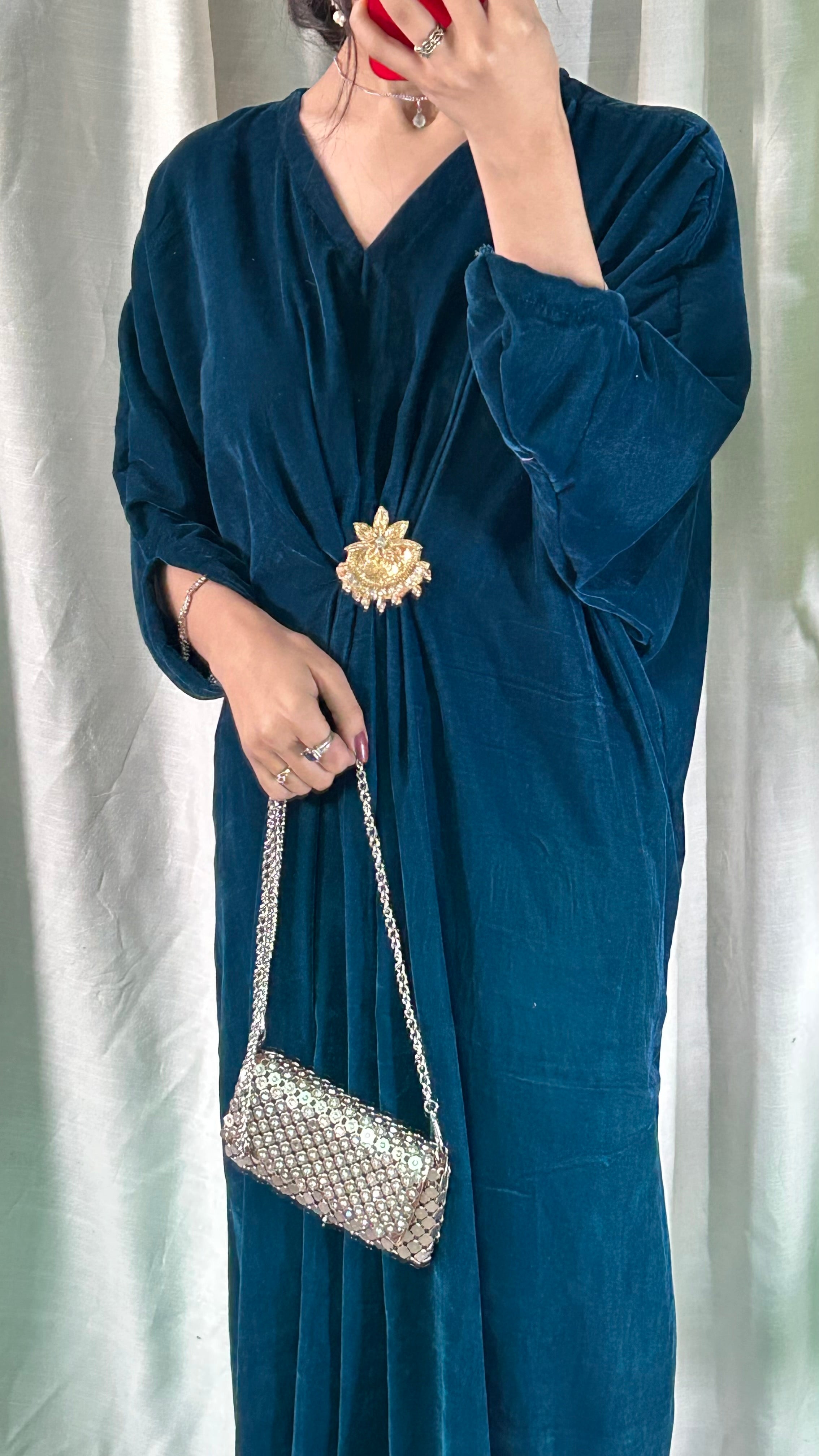 Velvet Zinc Blue Kaftan