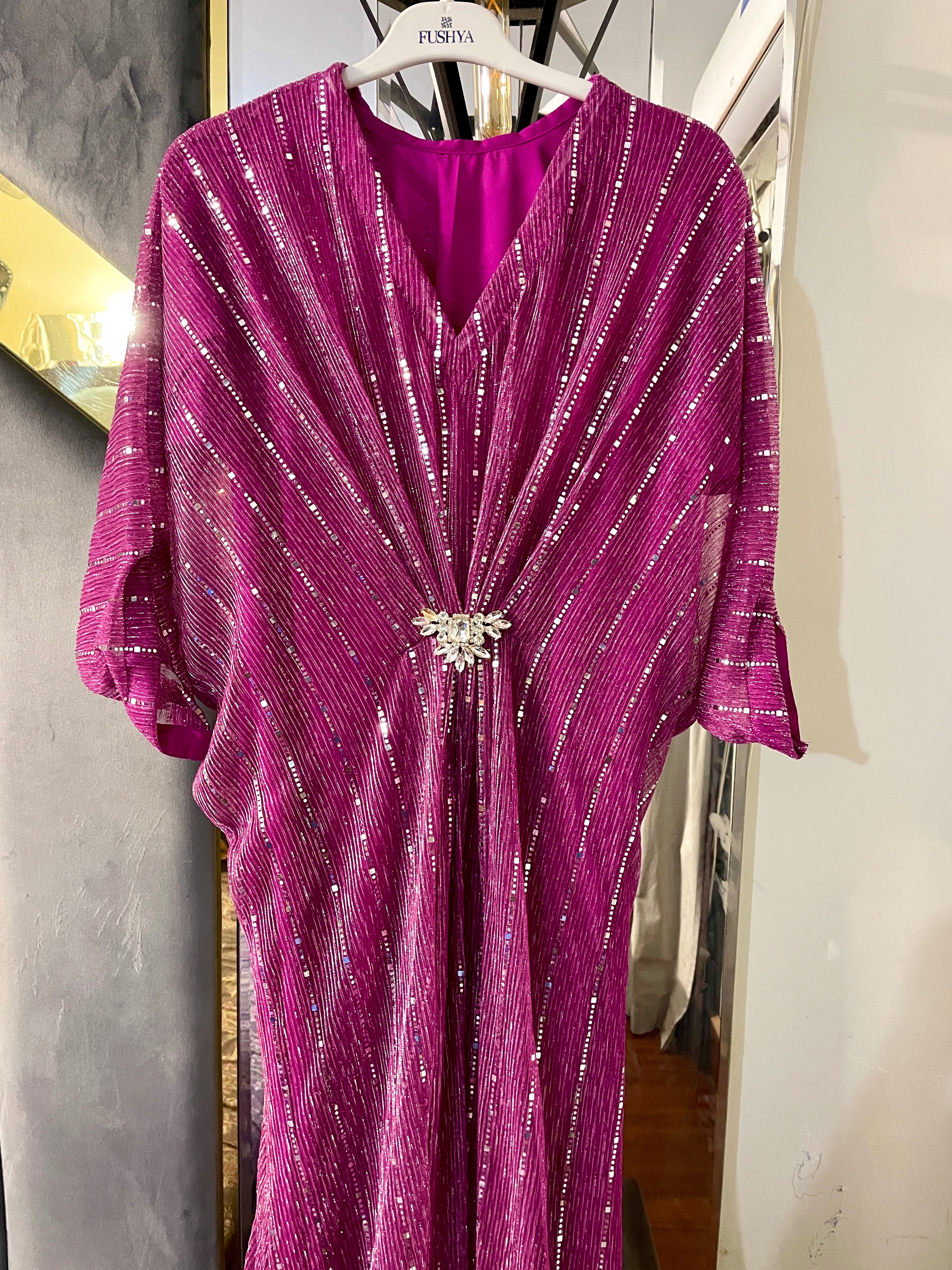 Fuchsia Moonlight Sequins Kaftan