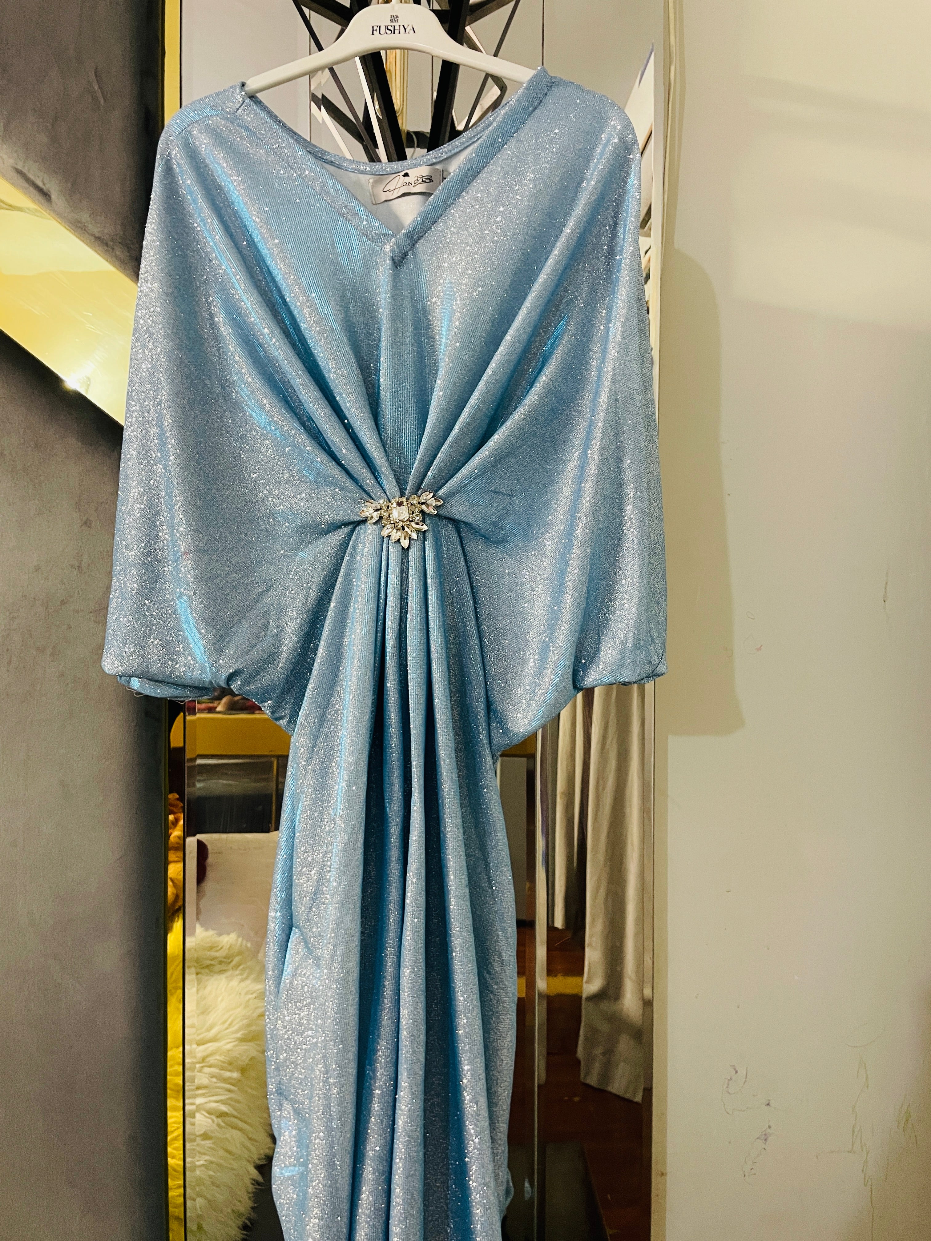 Ice Blue Shimmer Moonlight Kaftan