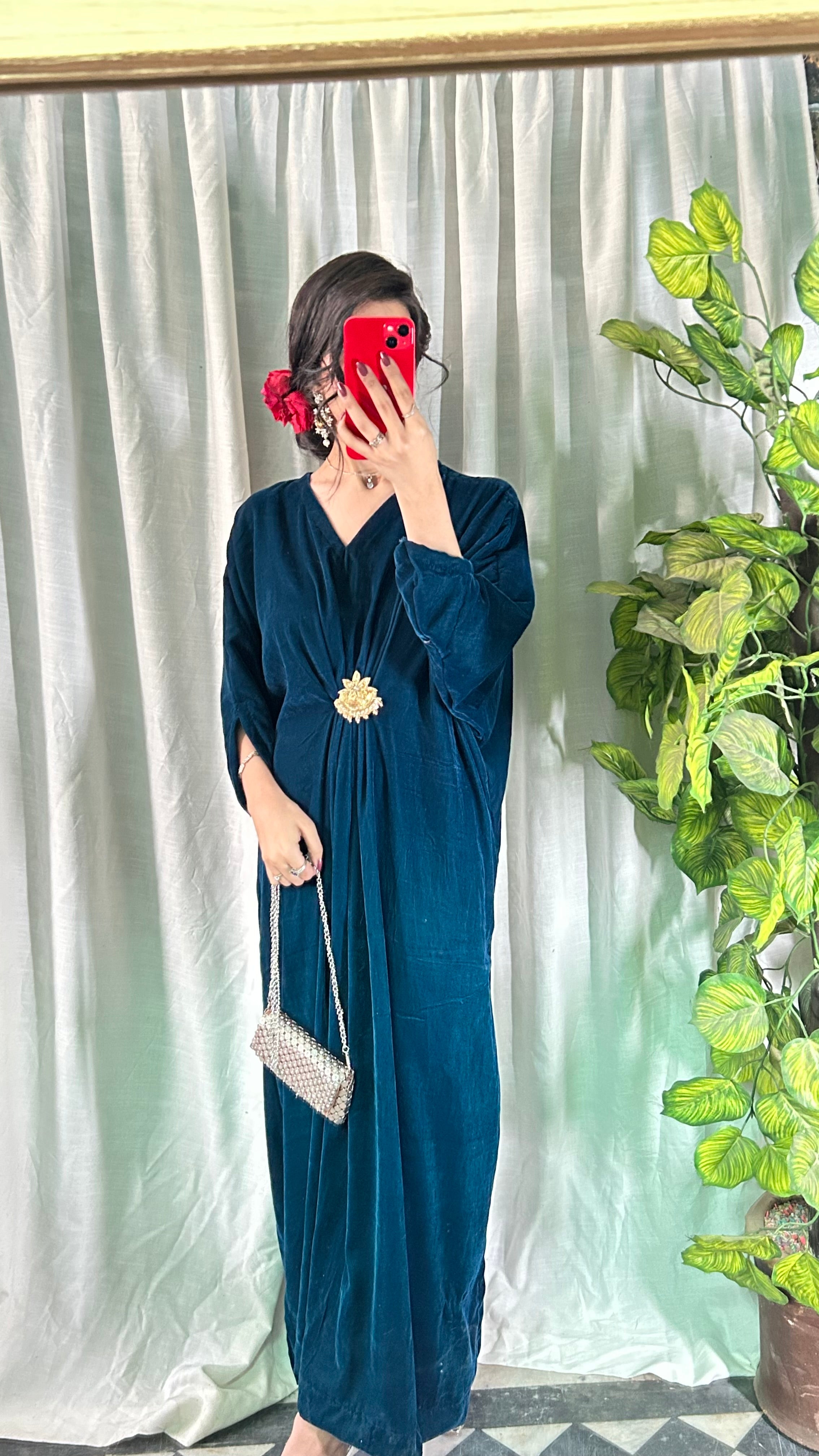 Velvet Zinc Blue Kaftan