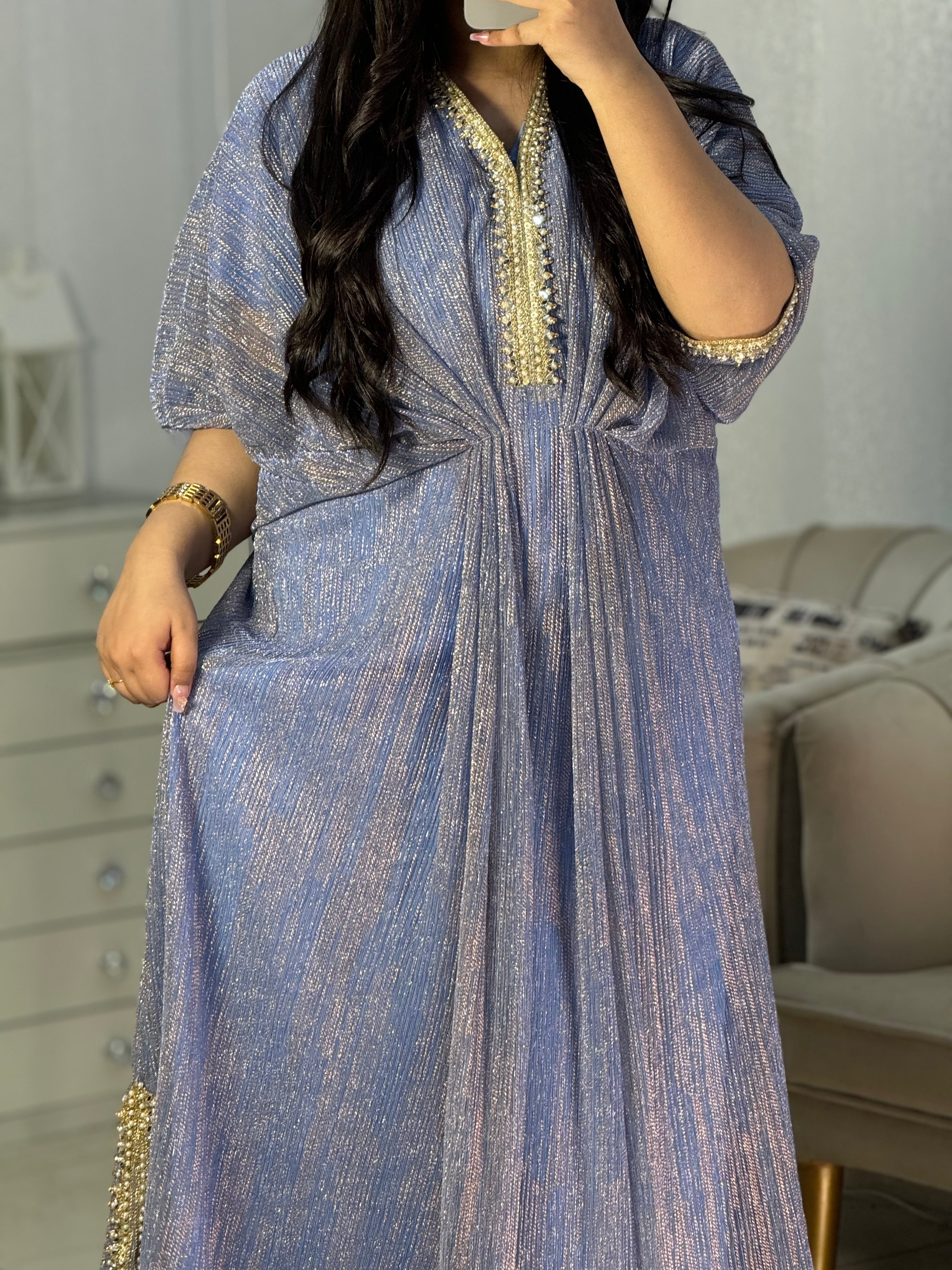 Embroidered Blue Moonlight Kaftan