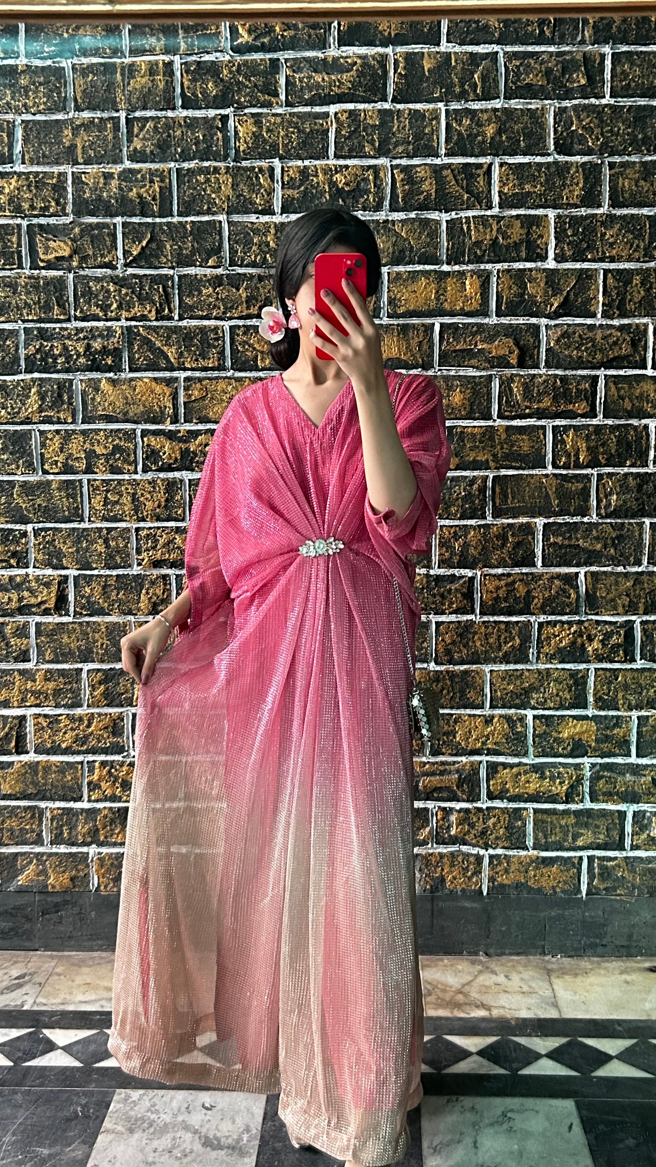 Pink Two-Tone Moonlight Kaftan