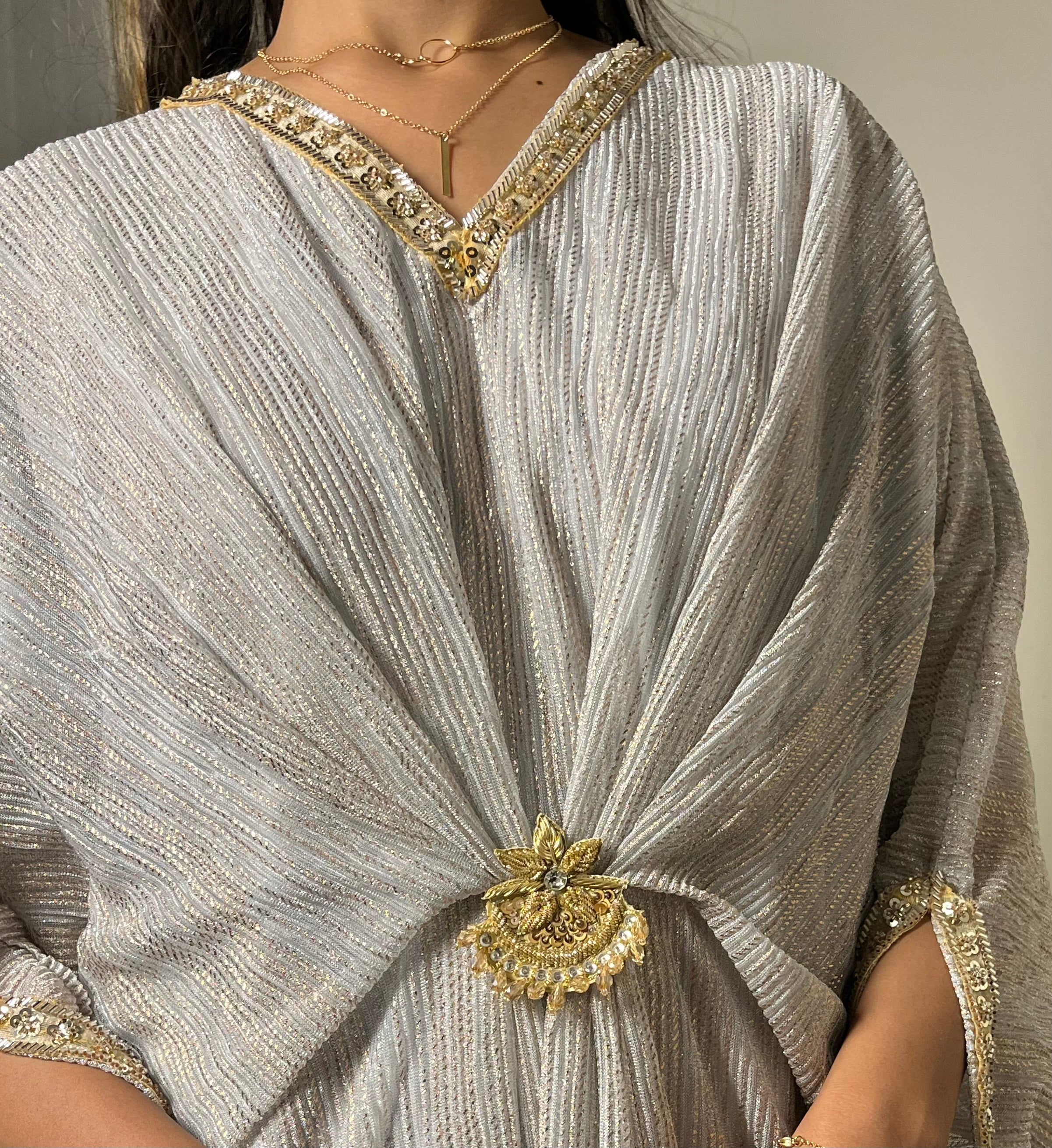 Cut-Dana Embroidered Moonlight Kaftan
