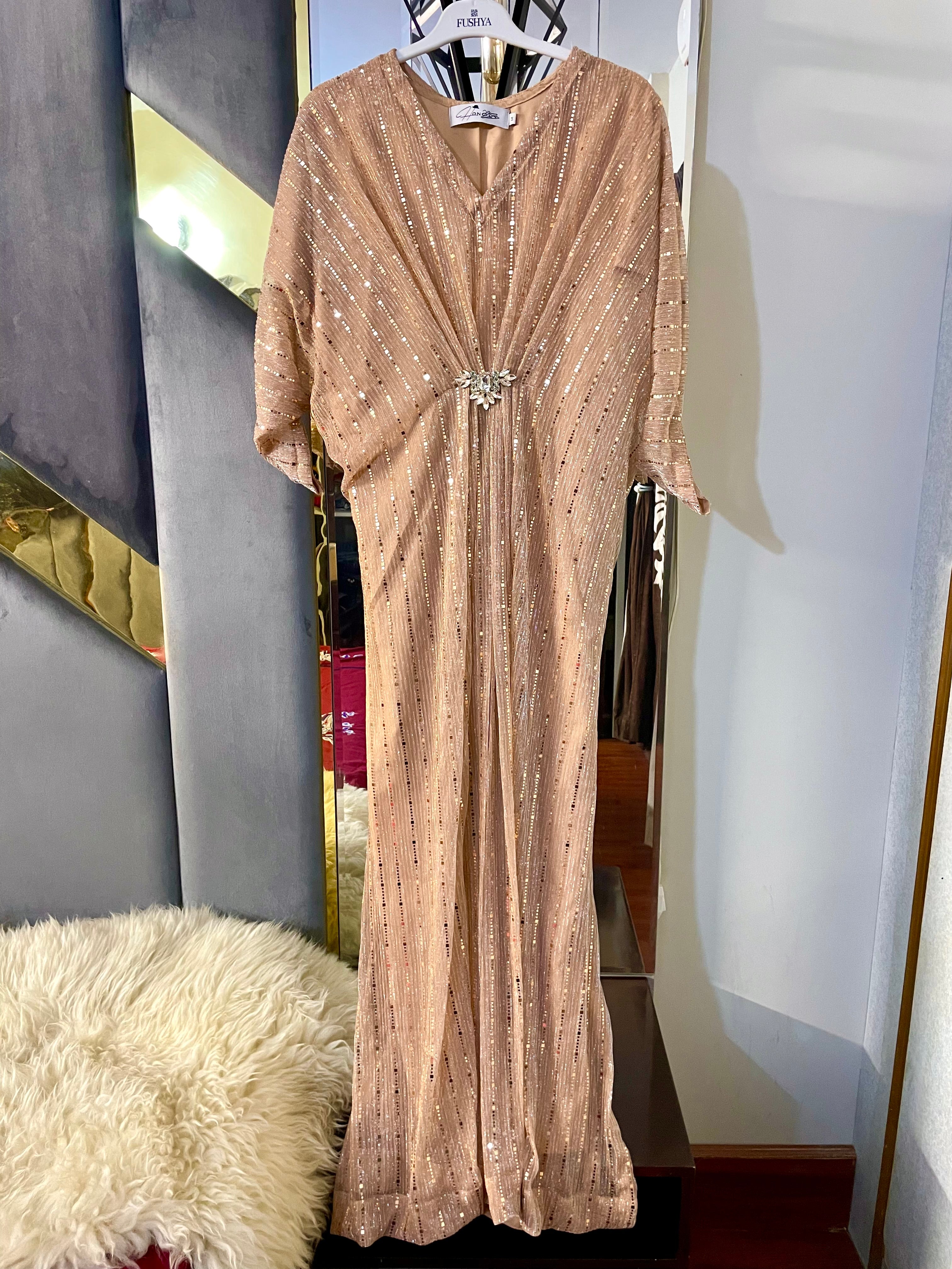 Beige Moonlight Sequins Kaftan