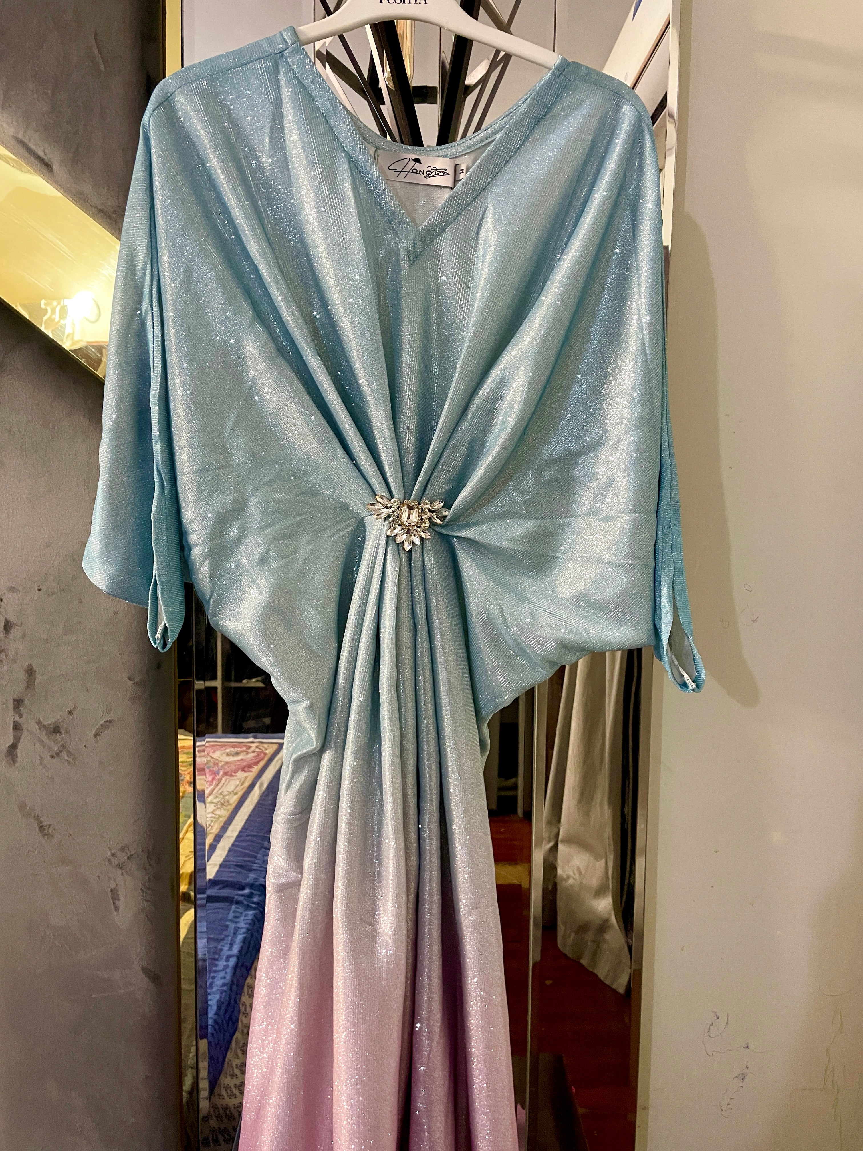 Blue-Pink Shimmer Moonlight Kaftan