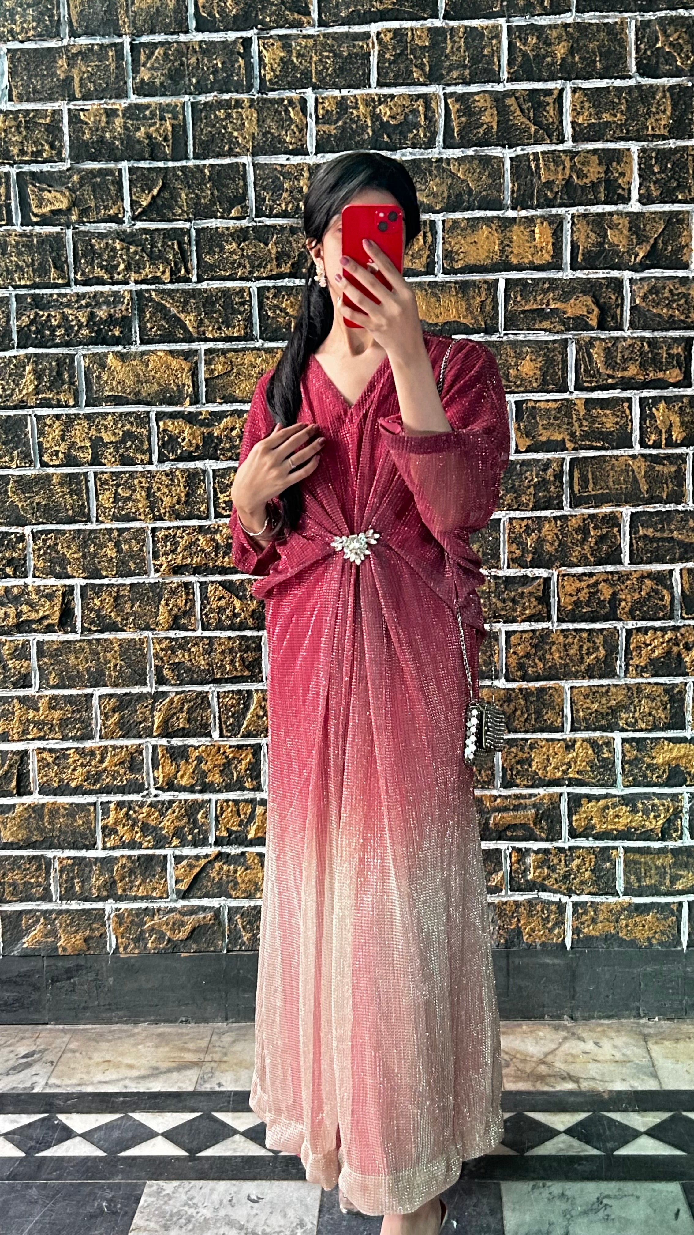 Maroon Two-Tone Moonlight Kaftan