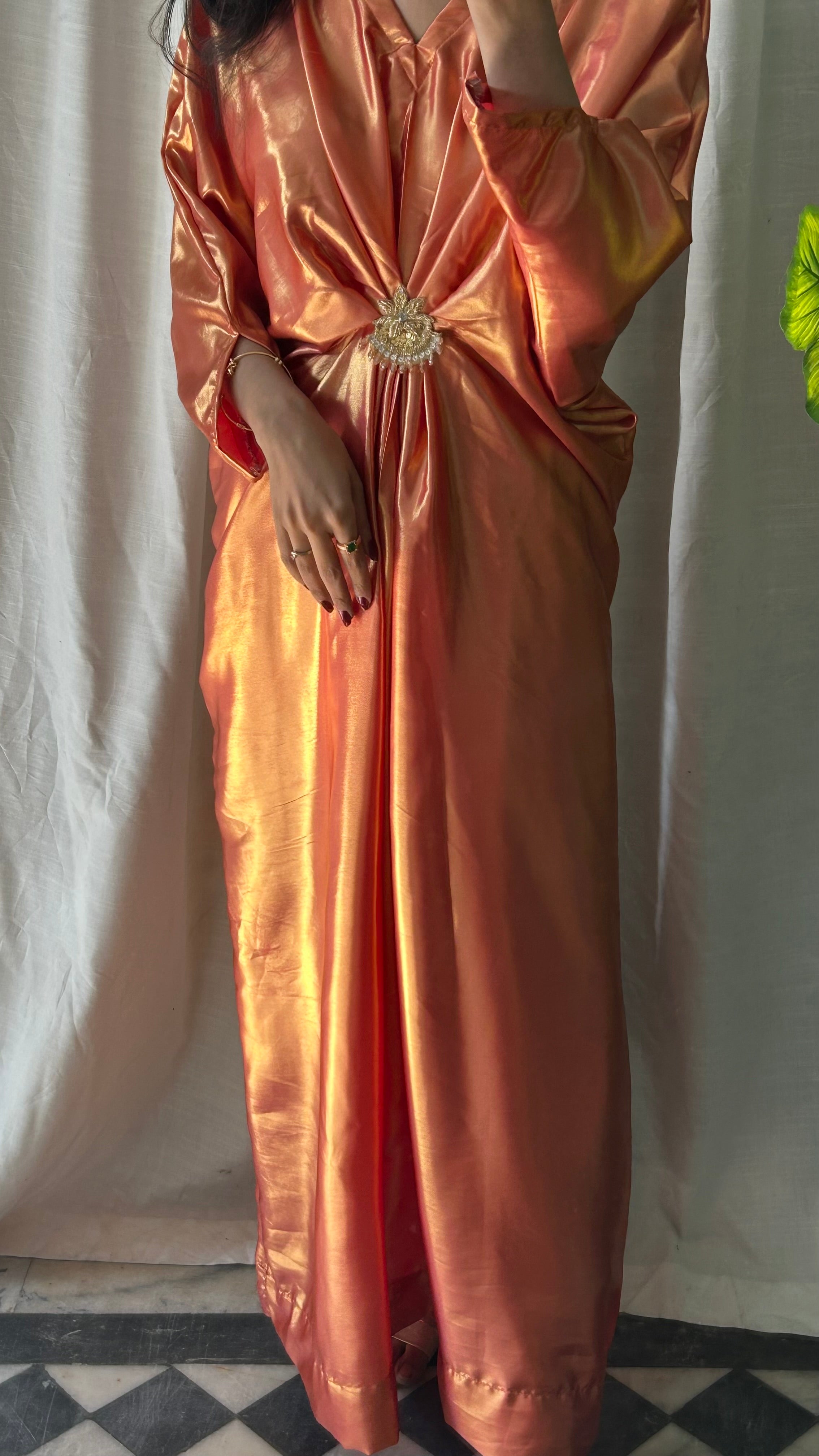 Shimmer Silk Rust Kaftan
