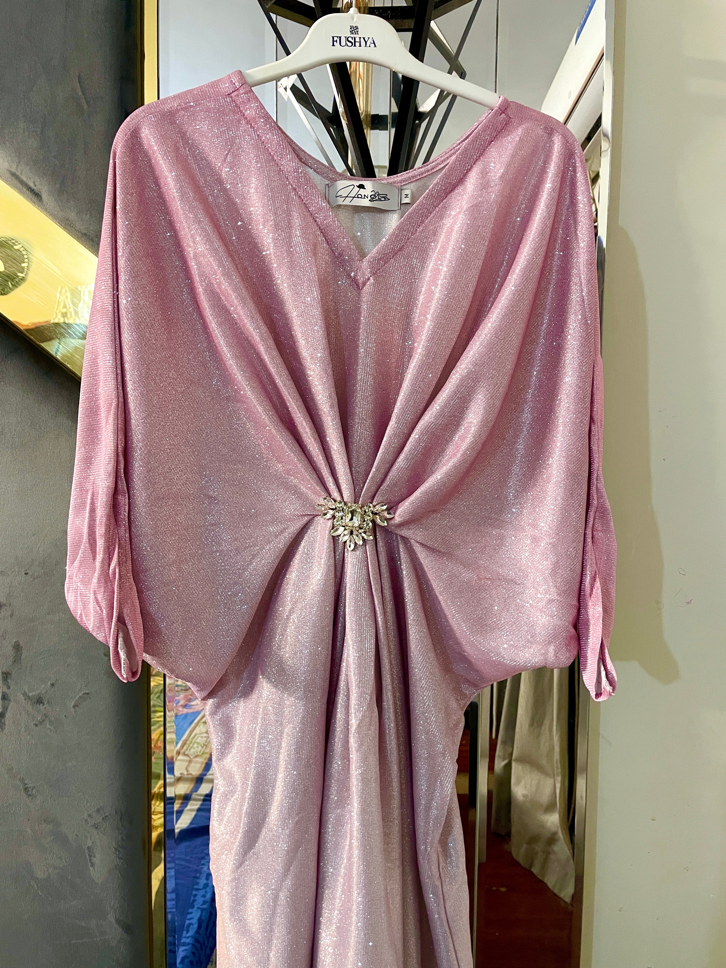 Pink Two-Tone Shimmer Moonlight Kaftan