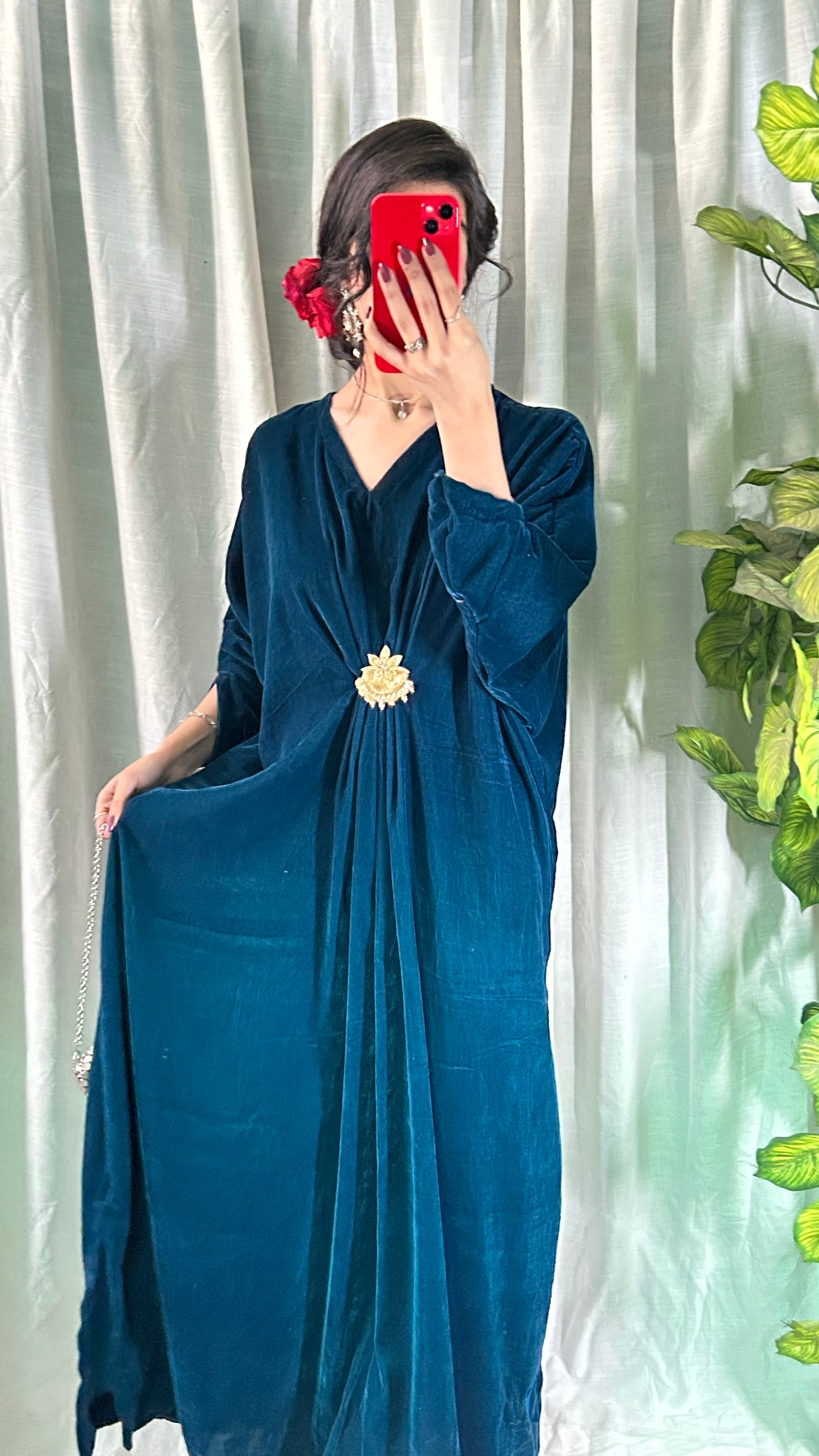 Velvet Zinc Blue Kaftan