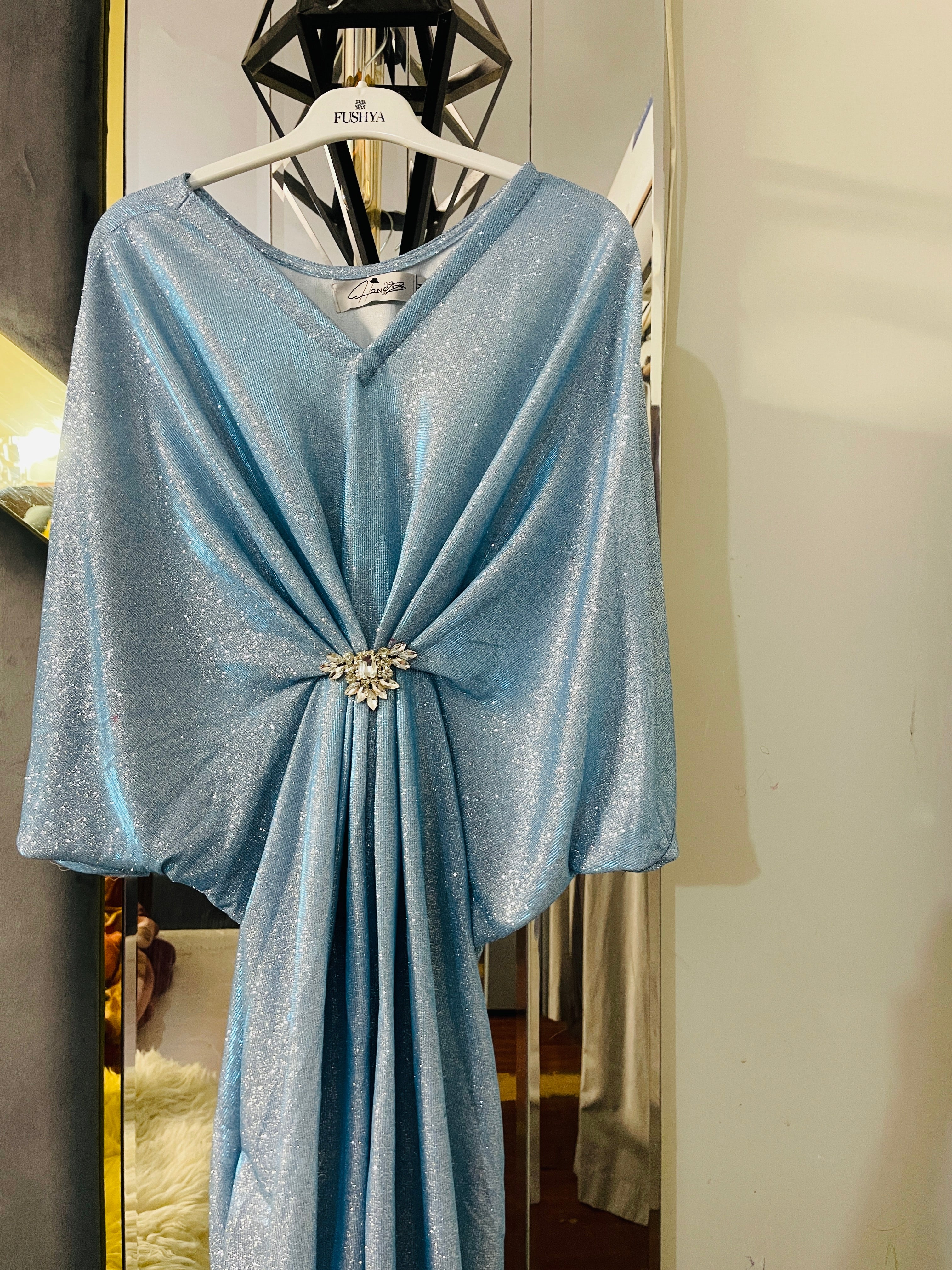Ice Blue Shimmer Moonlight Kaftan