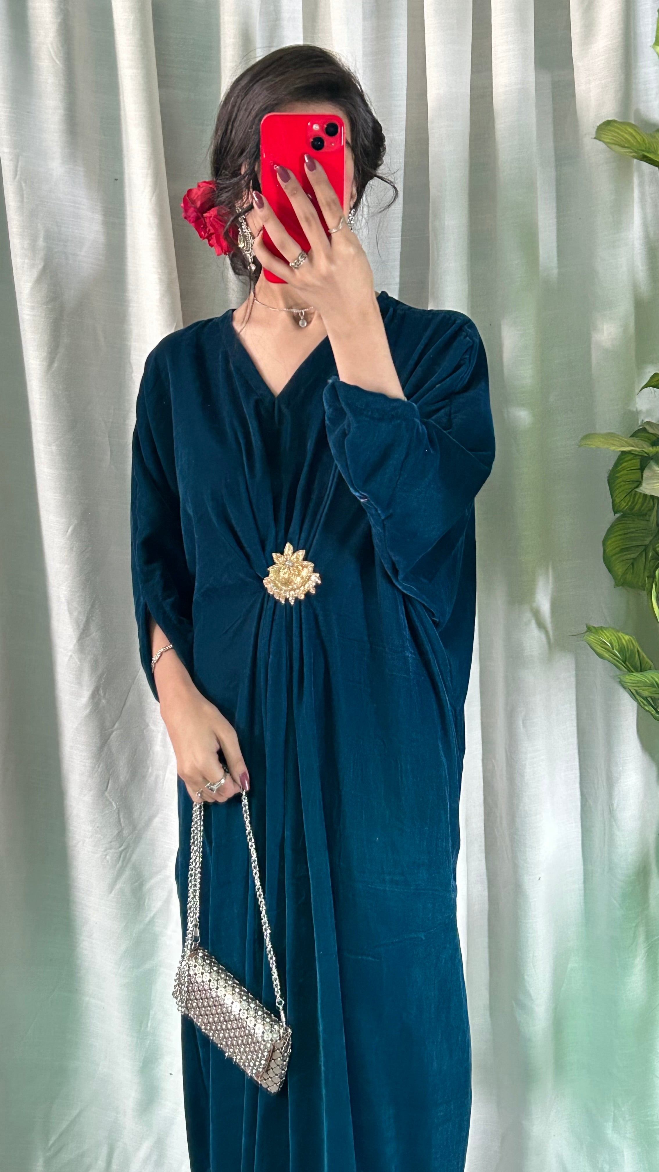 Velvet Zinc Blue Kaftan
