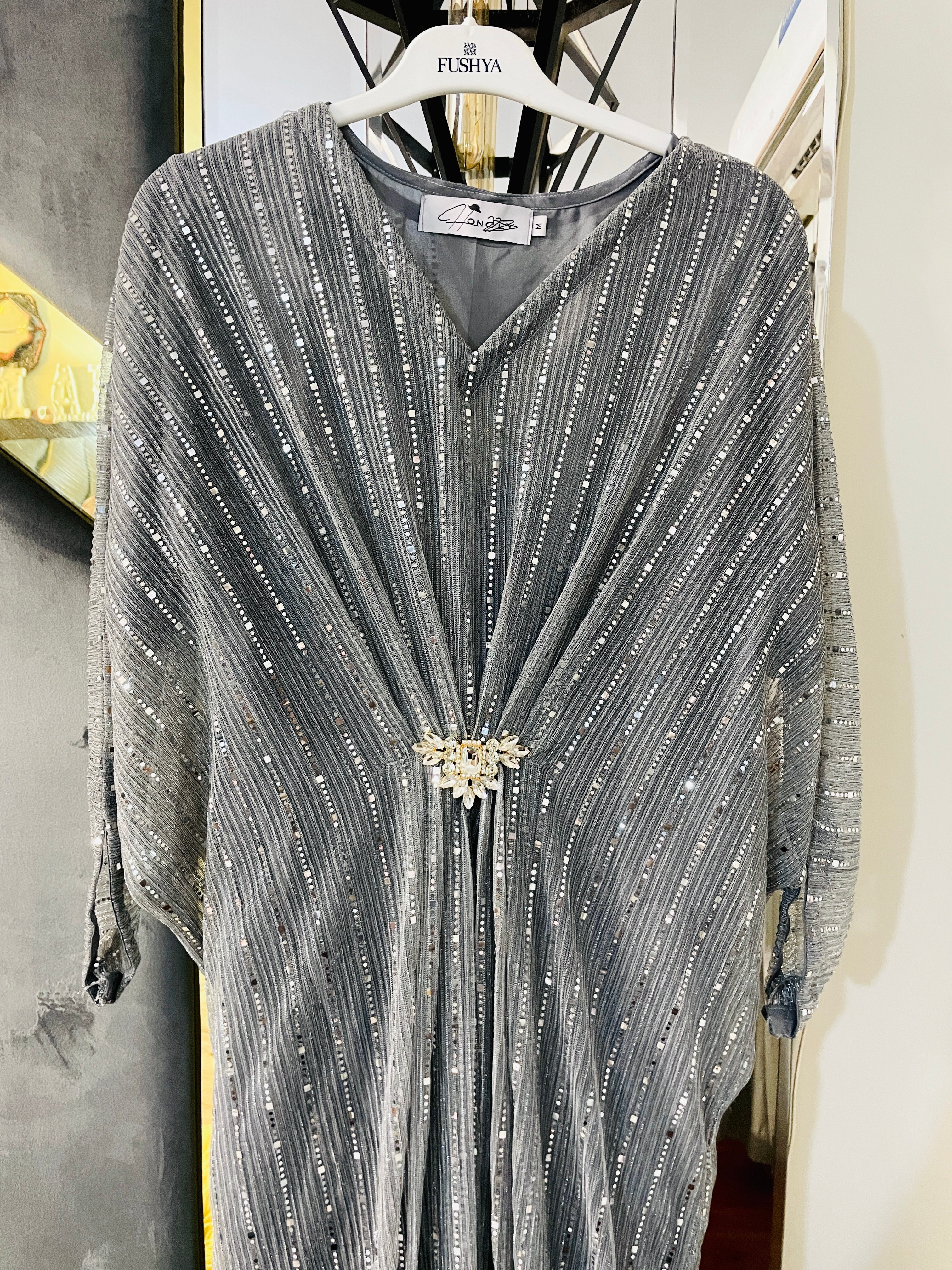 Grey Moonlight Sequins Kaftan