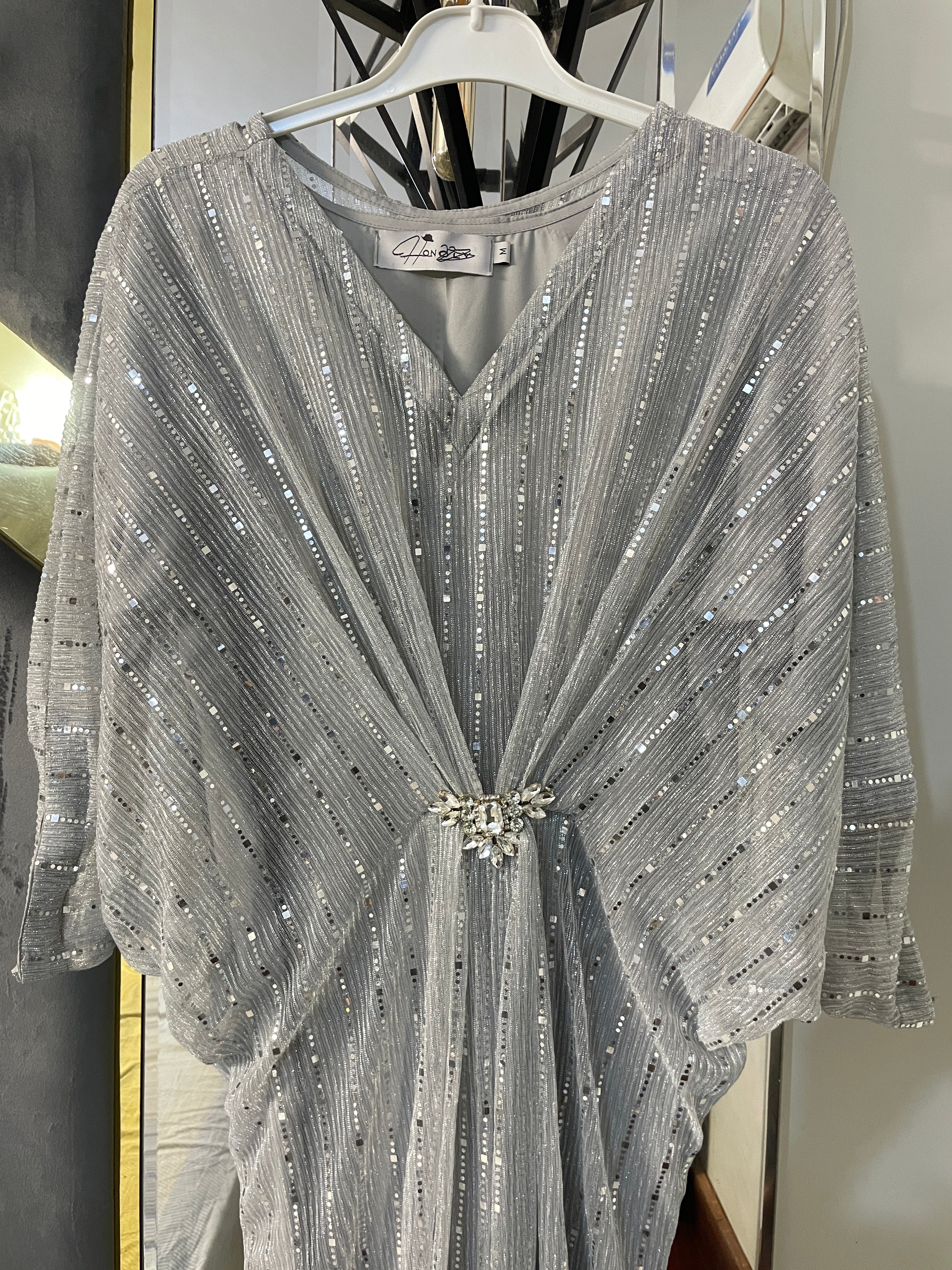 Silver Moonlight Sequins Kaftan
