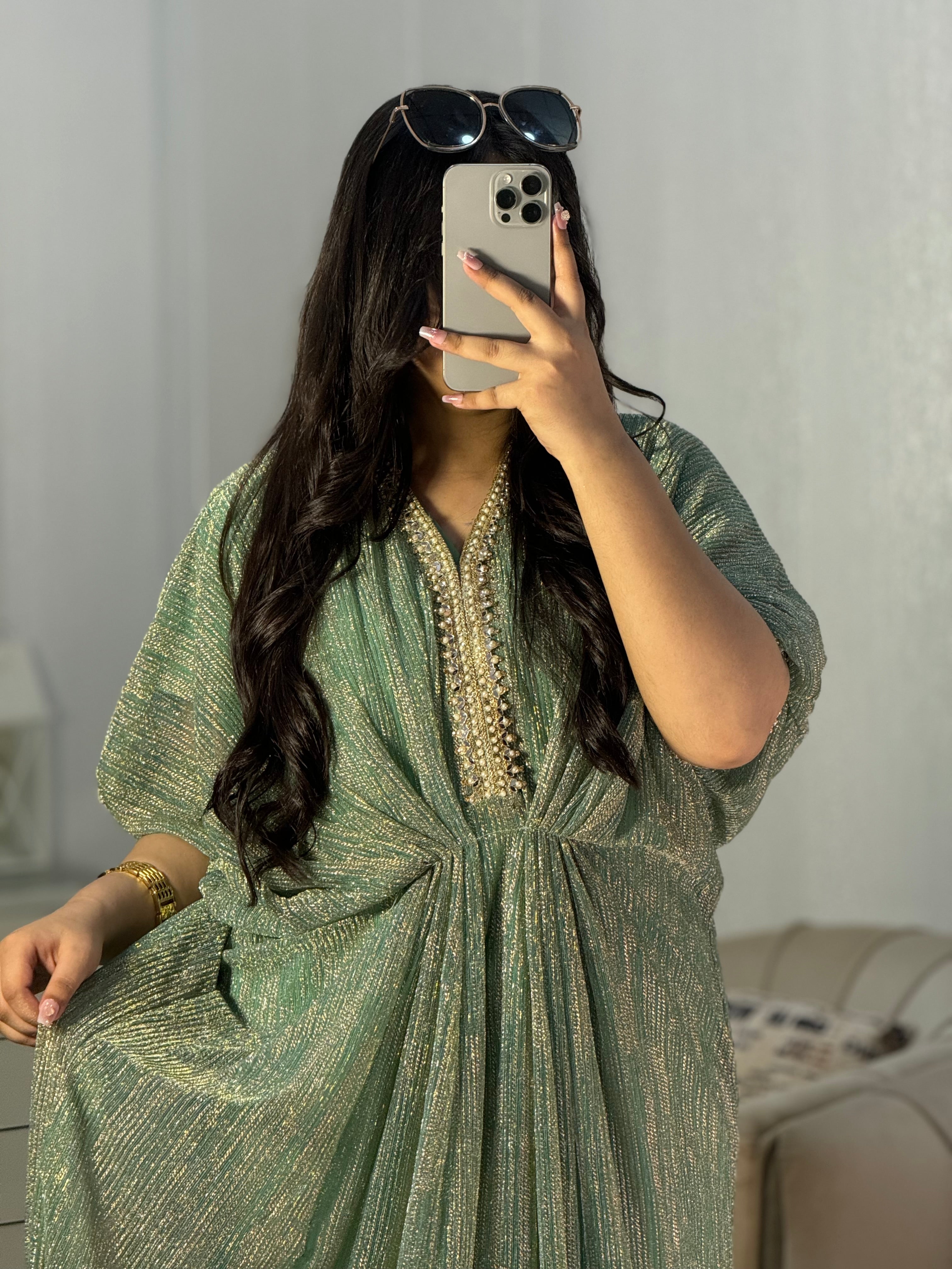 Embroidered Green Moonlight Kaftan
