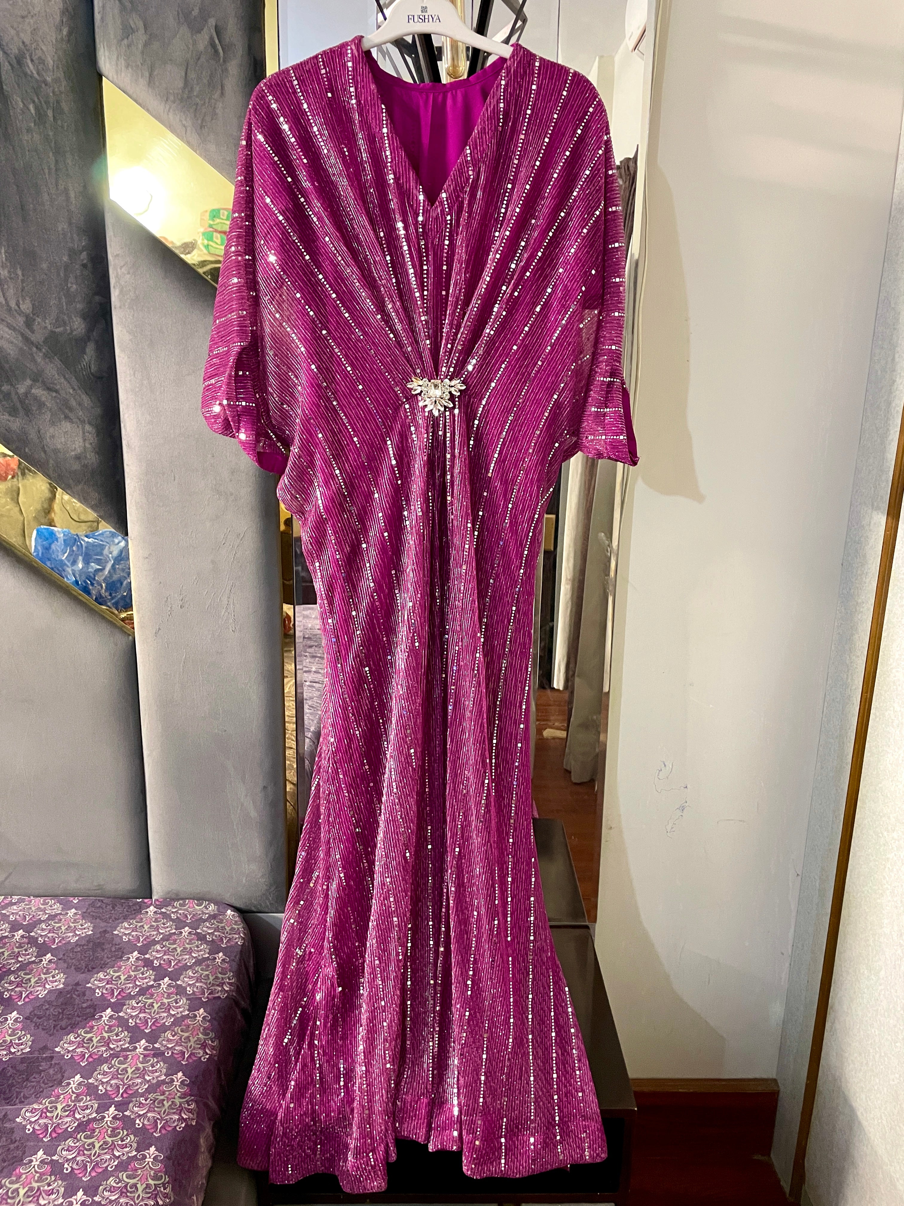 Fuchsia Moonlight Sequins Kaftan