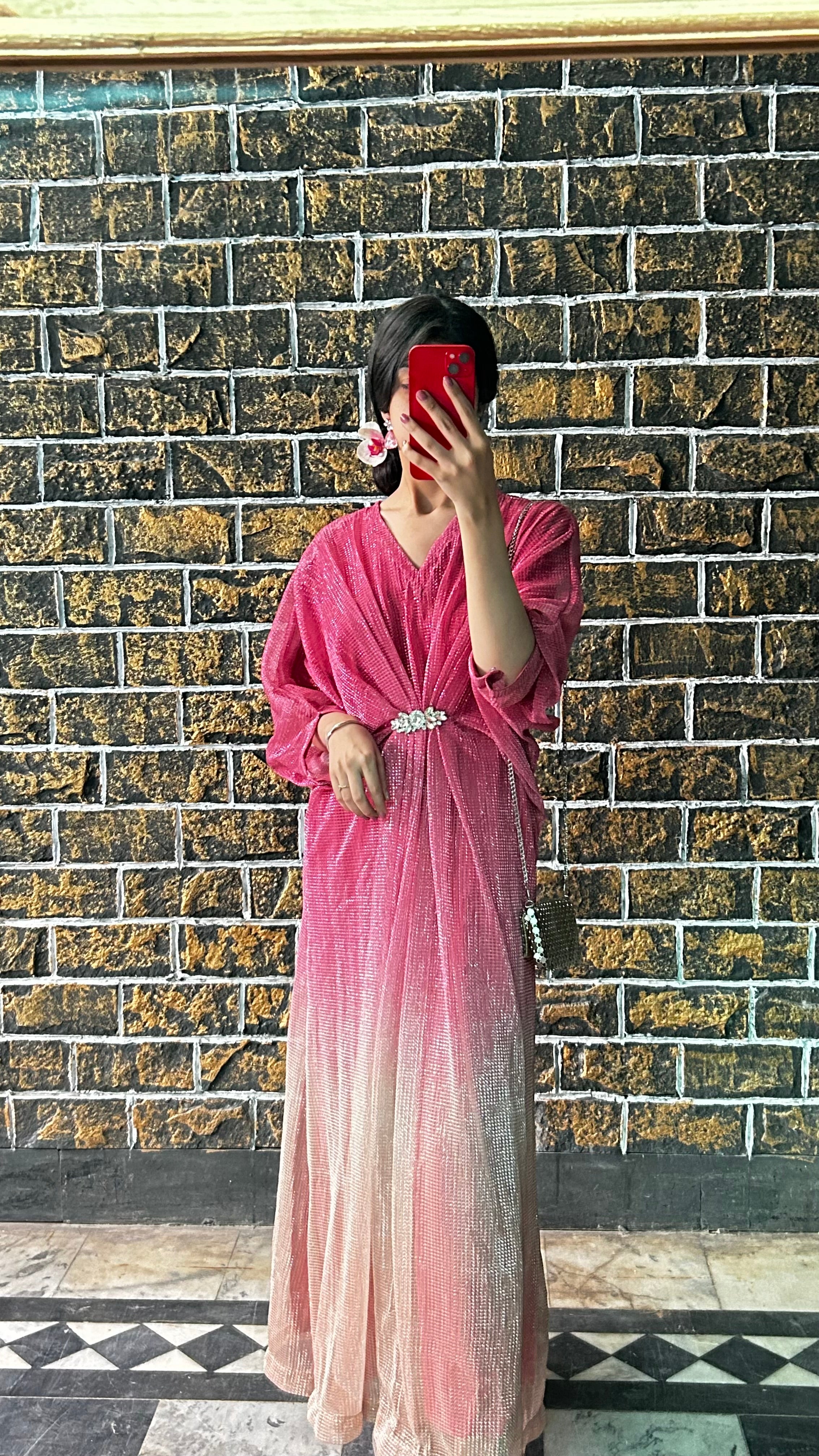 Pink Two-Tone Moonlight Kaftan