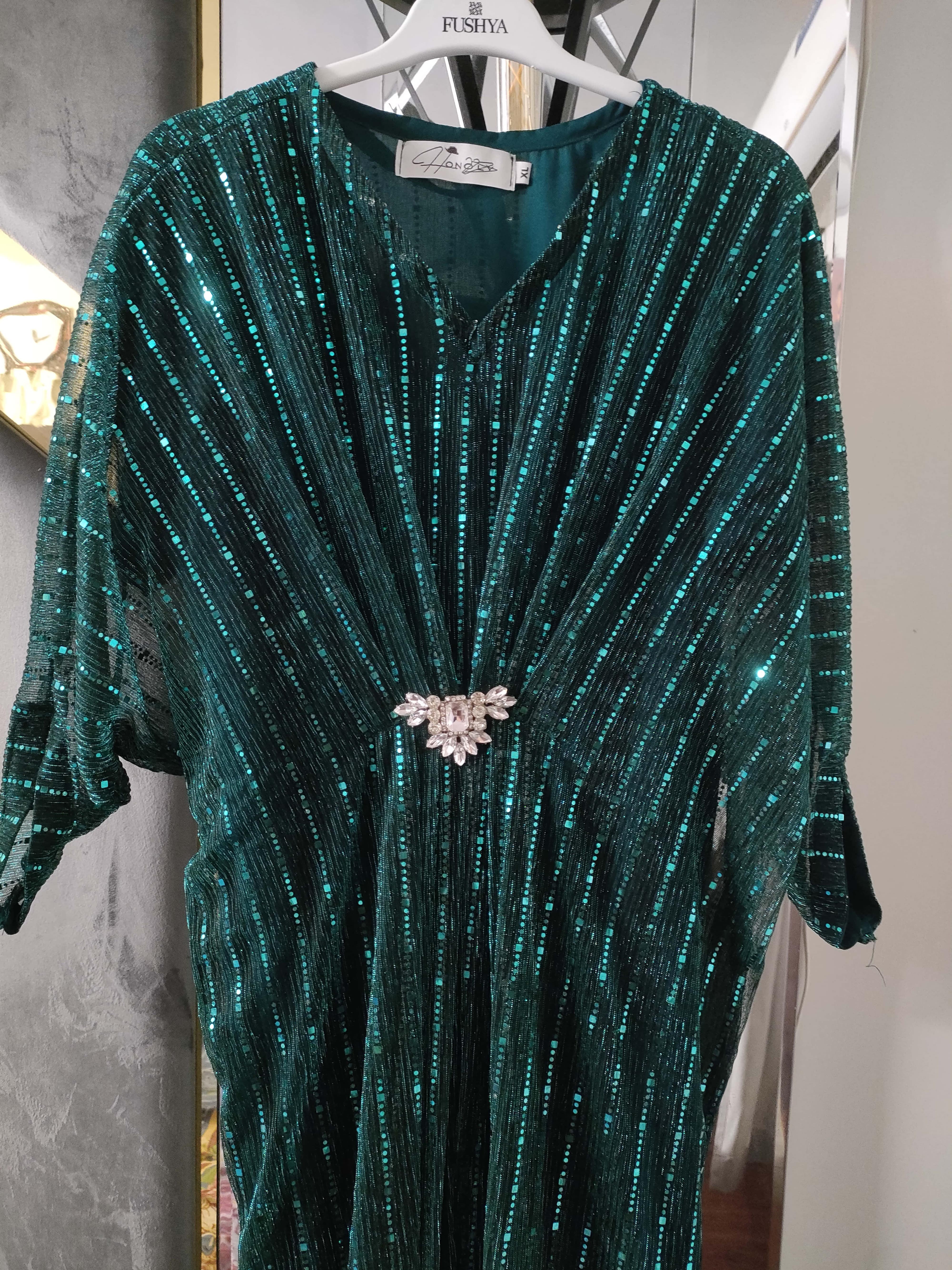 Zinc Green Moonlight Sequins Kaftan