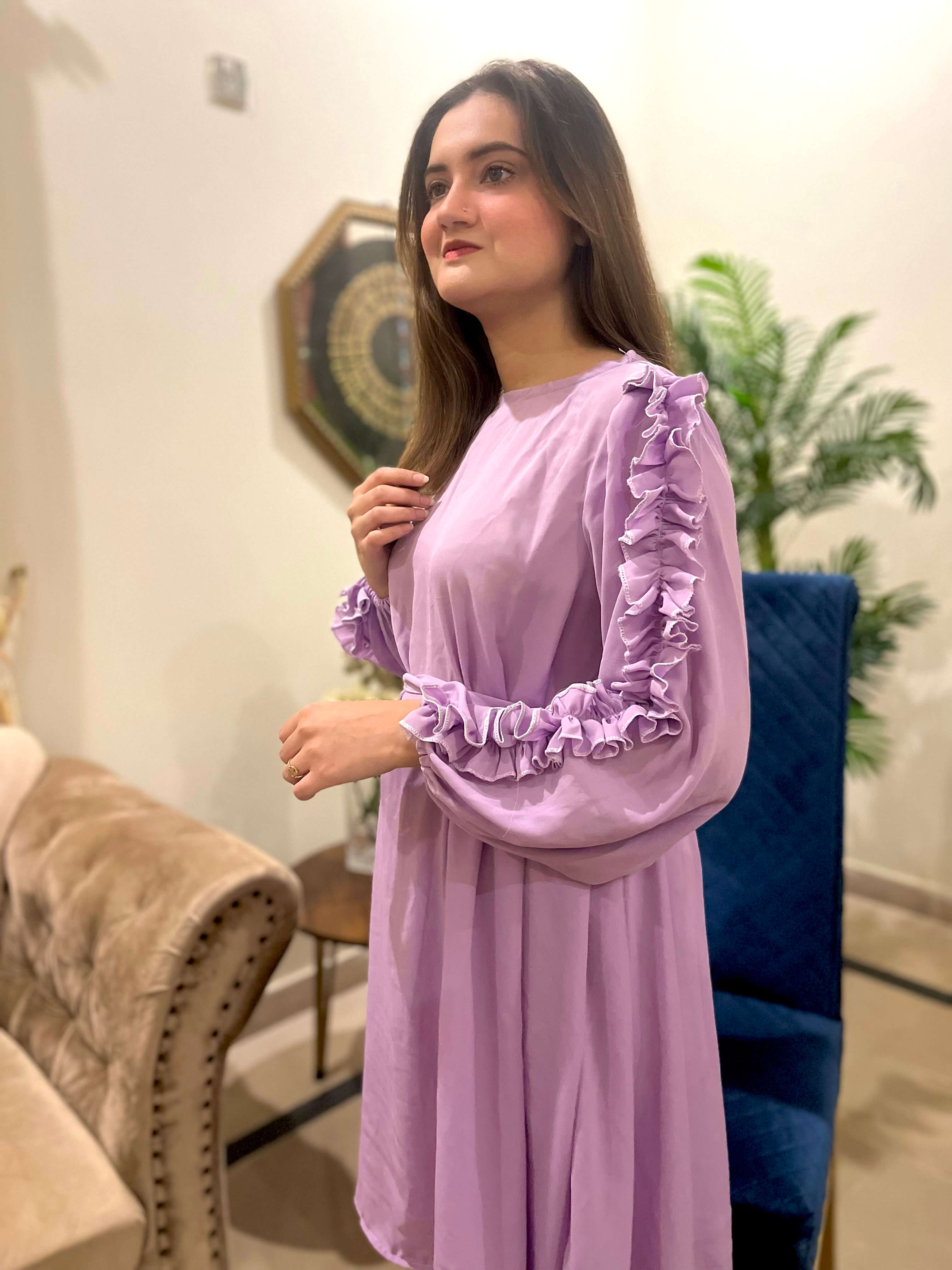 Lilac Crepe Solid Co-Ord Set
