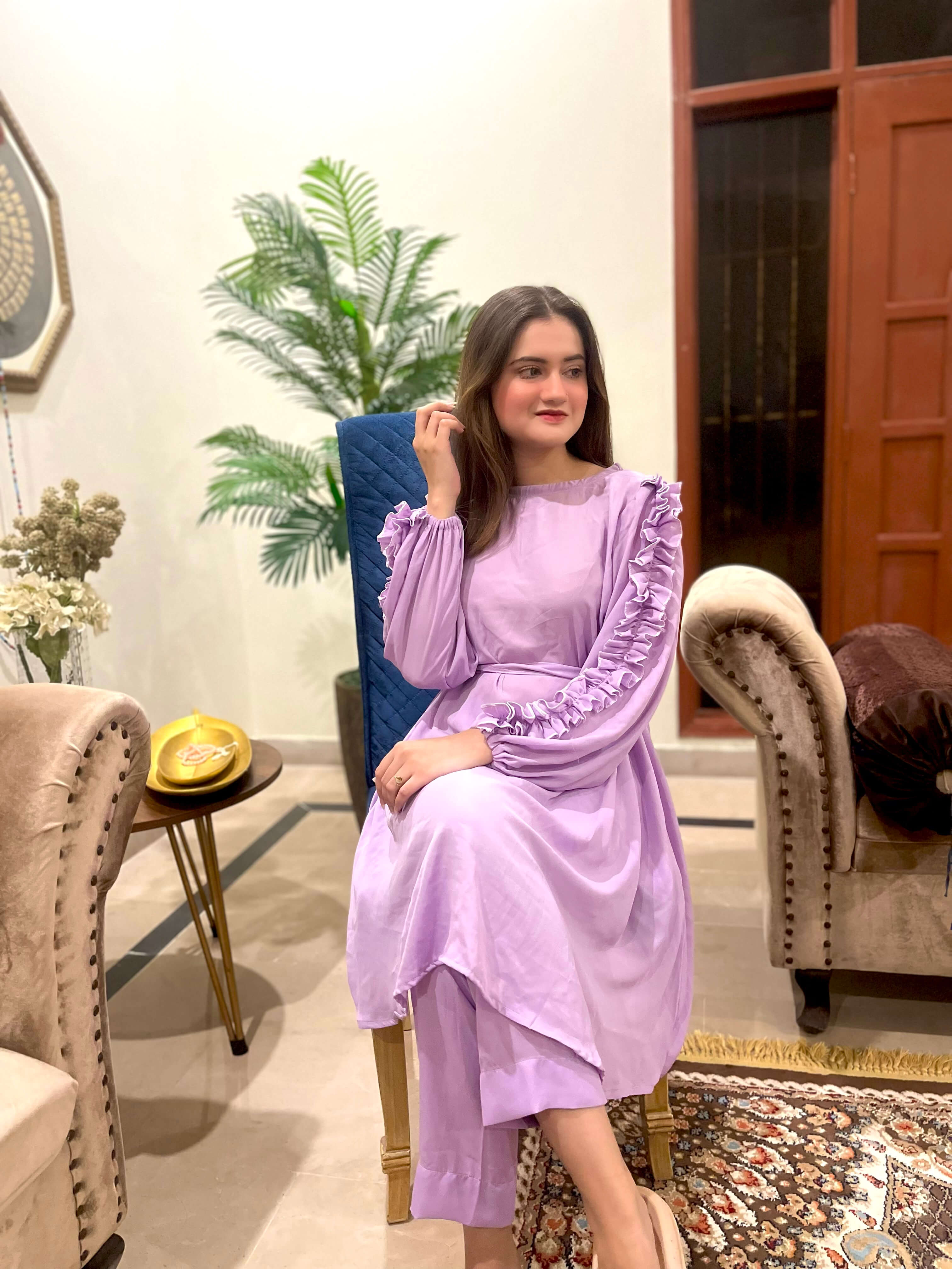 Lilac Crepe Solid Co-Ord Set