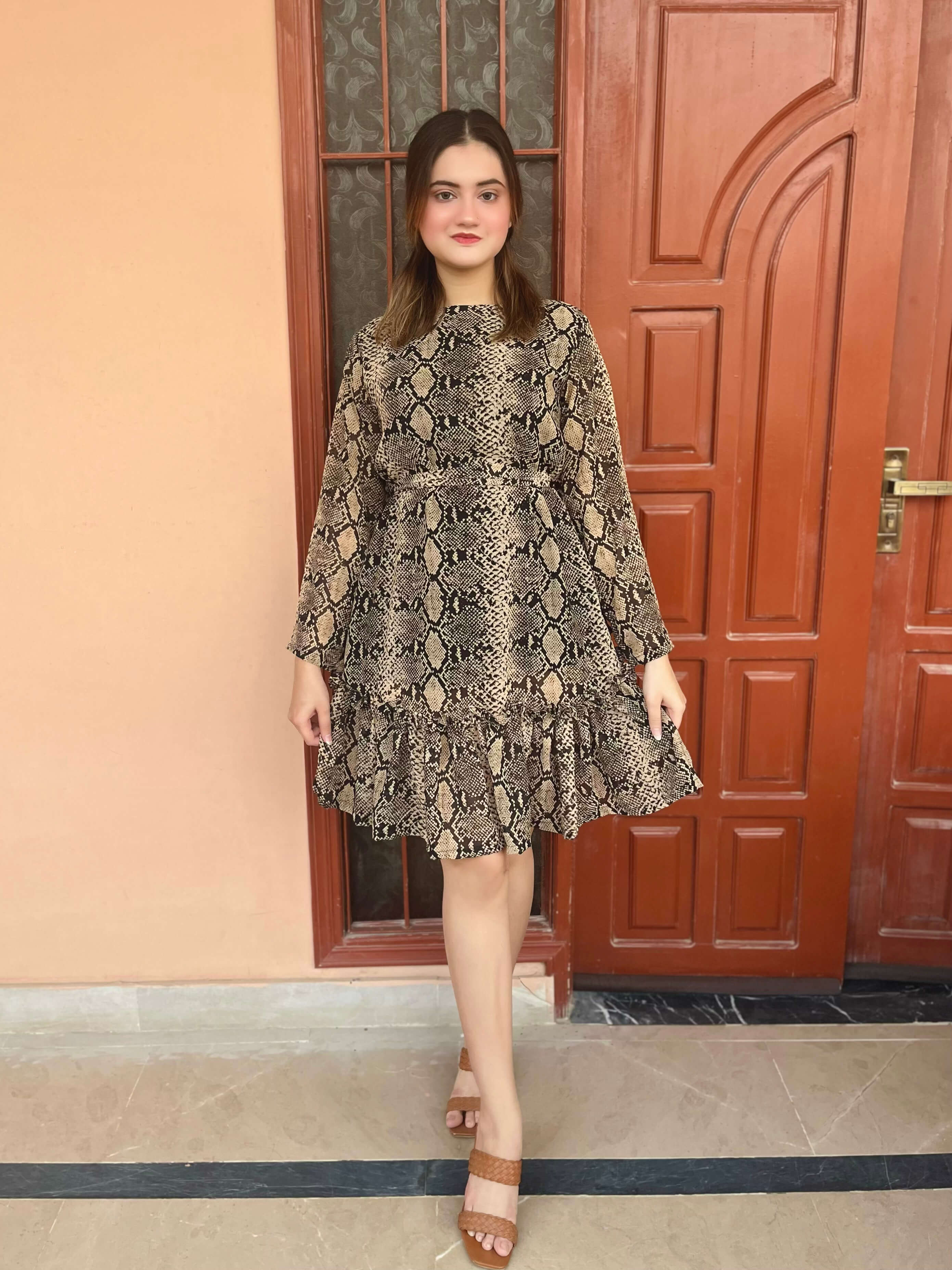 Snake Pattern Chiffon Dress