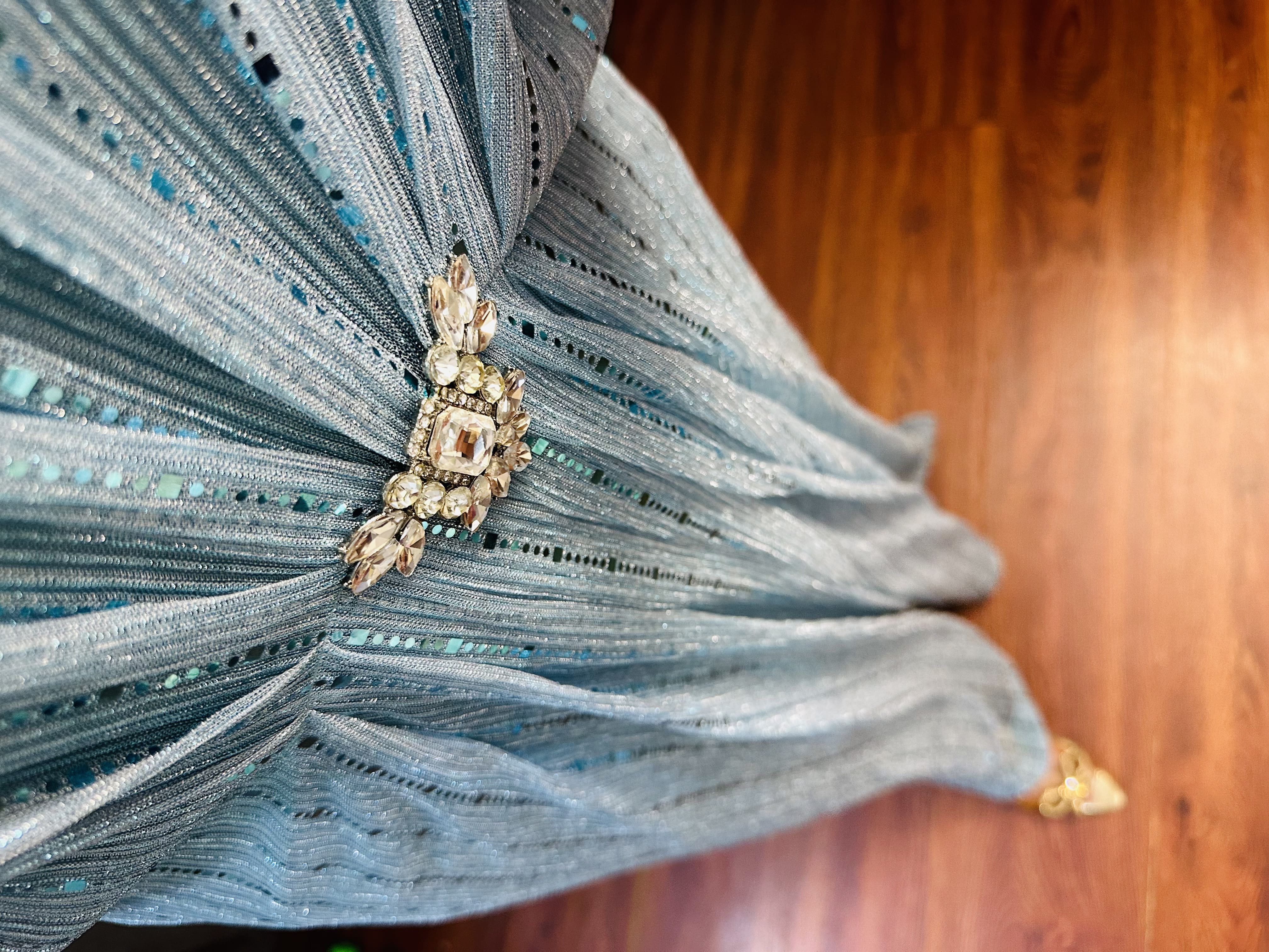 Ice Blue Moonlight Sequins Kaftan