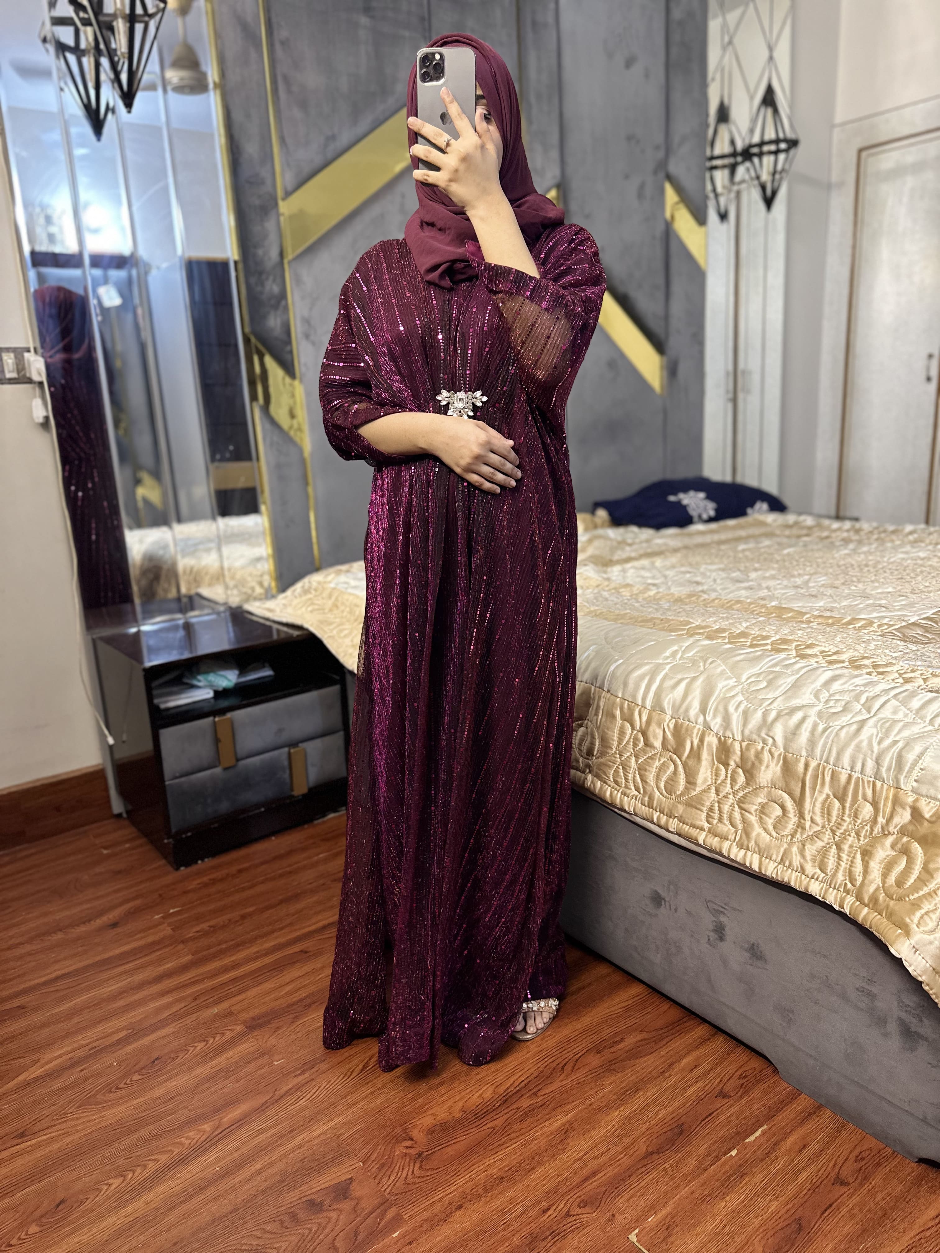 Plum Moonlight Sequins Kaftan