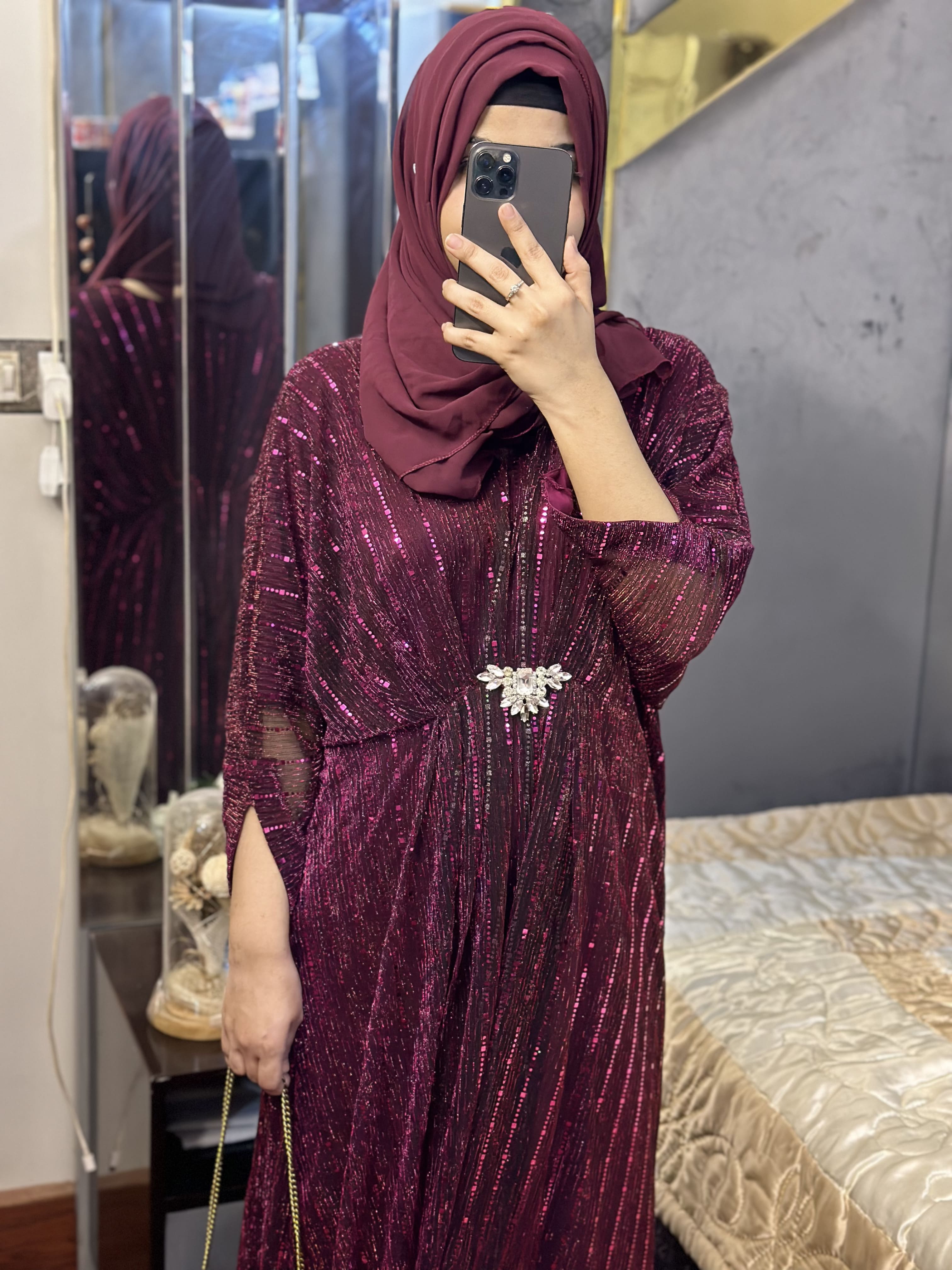 Plum Moonlight Sequins Kaftan