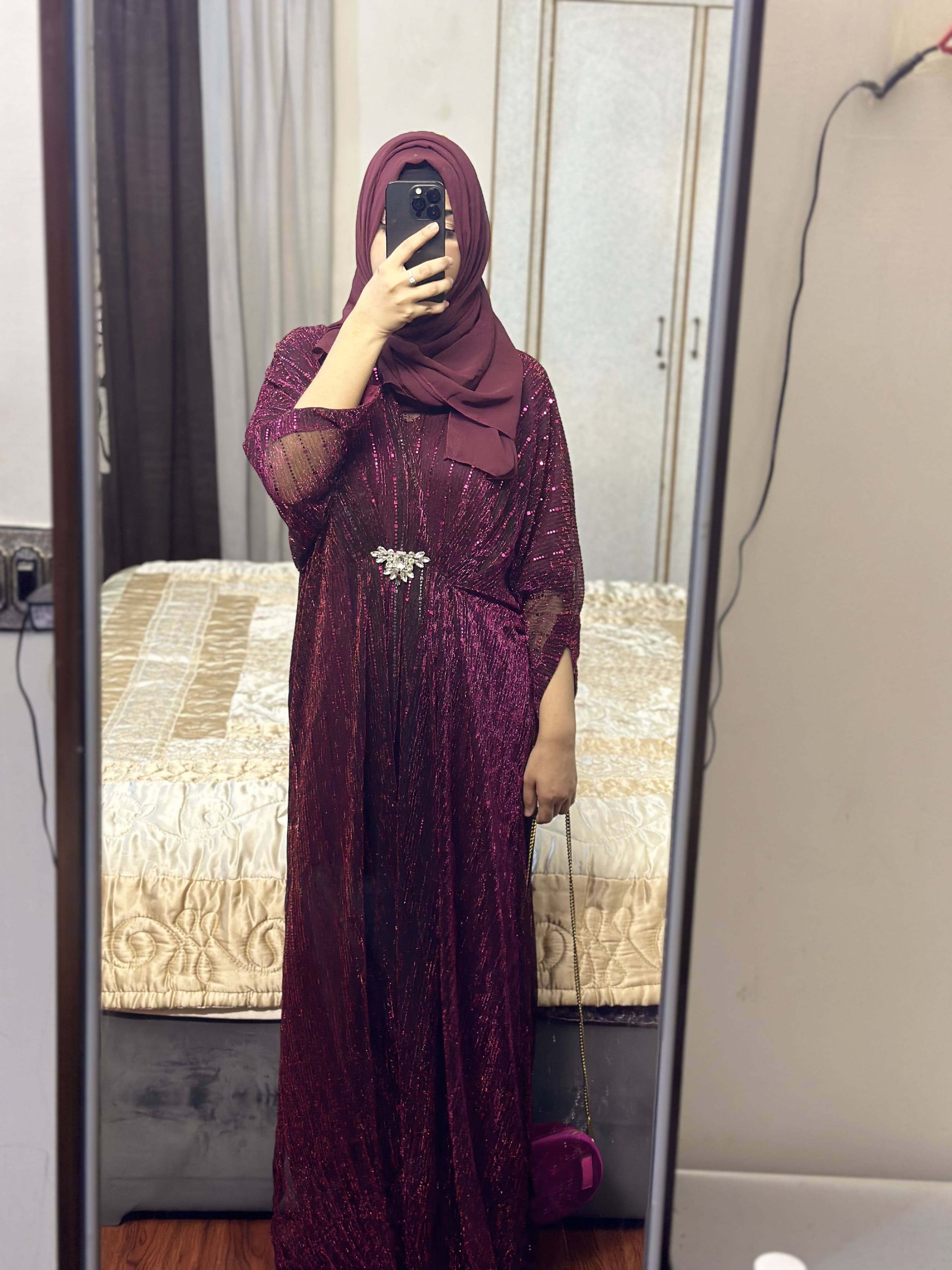 Plum Moonlight Sequins Kaftan