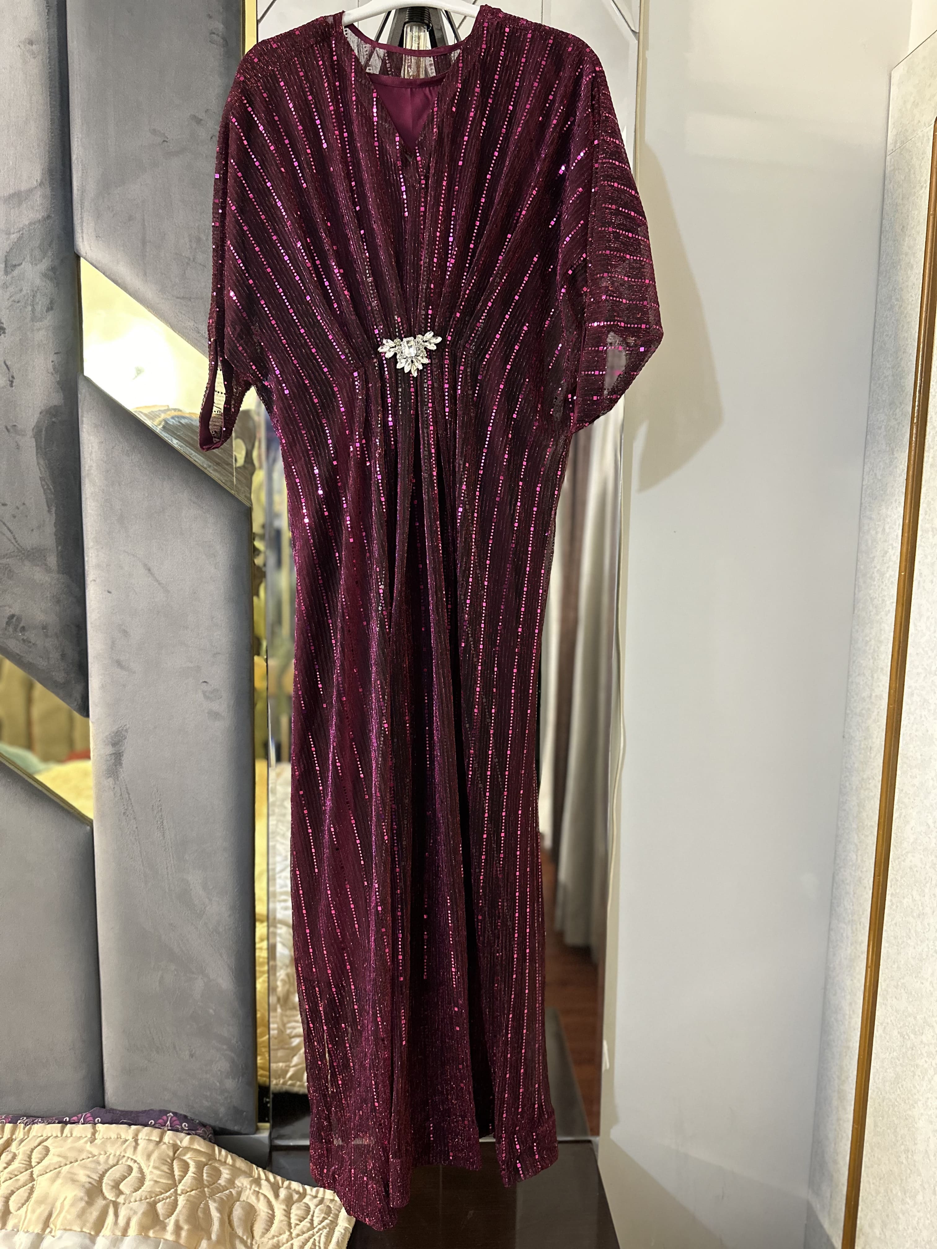 Plum Moonlight Sequins Kaftan