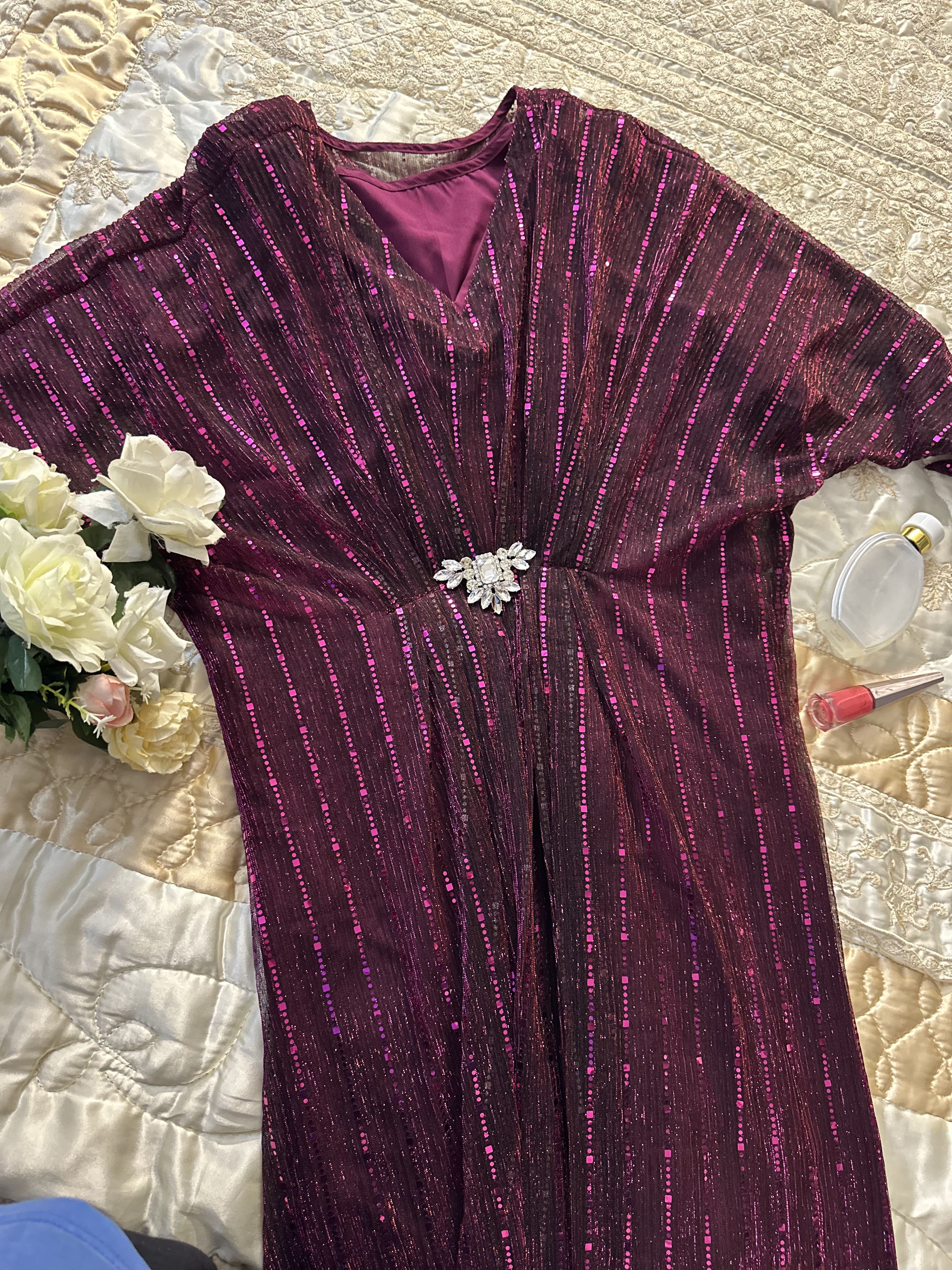 Plum Moonlight Sequins Kaftan