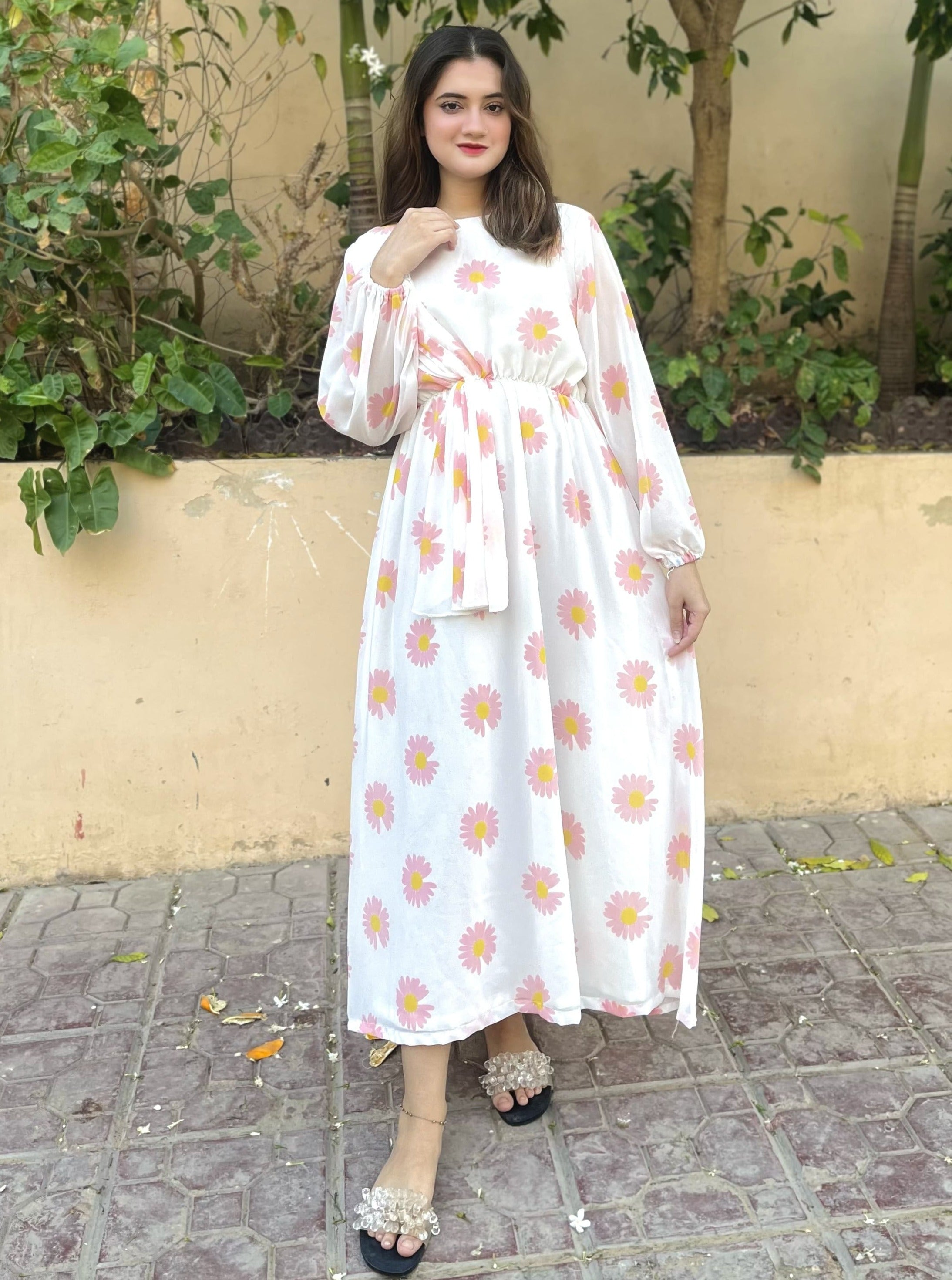 White Chiffon Floral Maxi