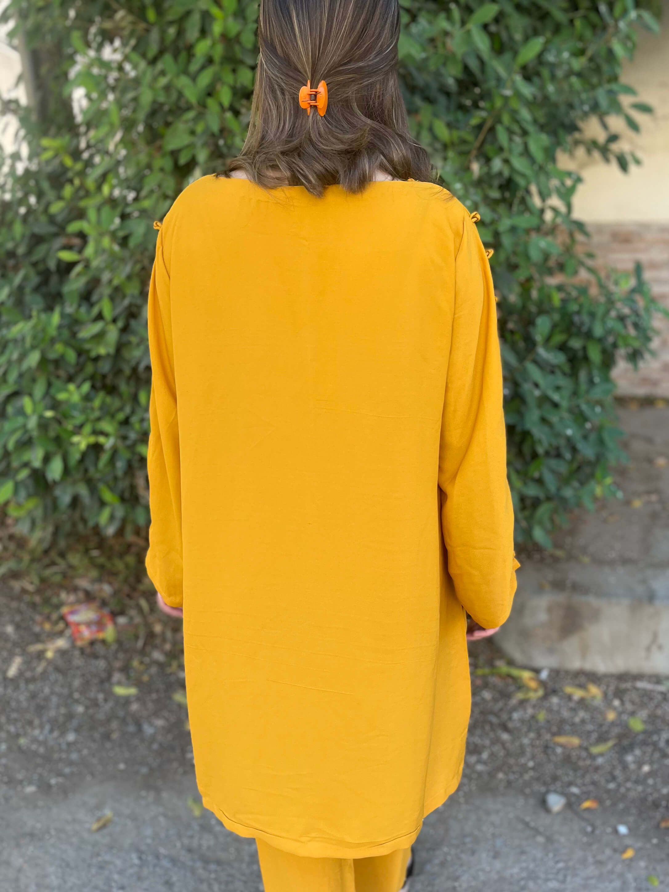 Mustard Crepe Solid Co-Ord Set