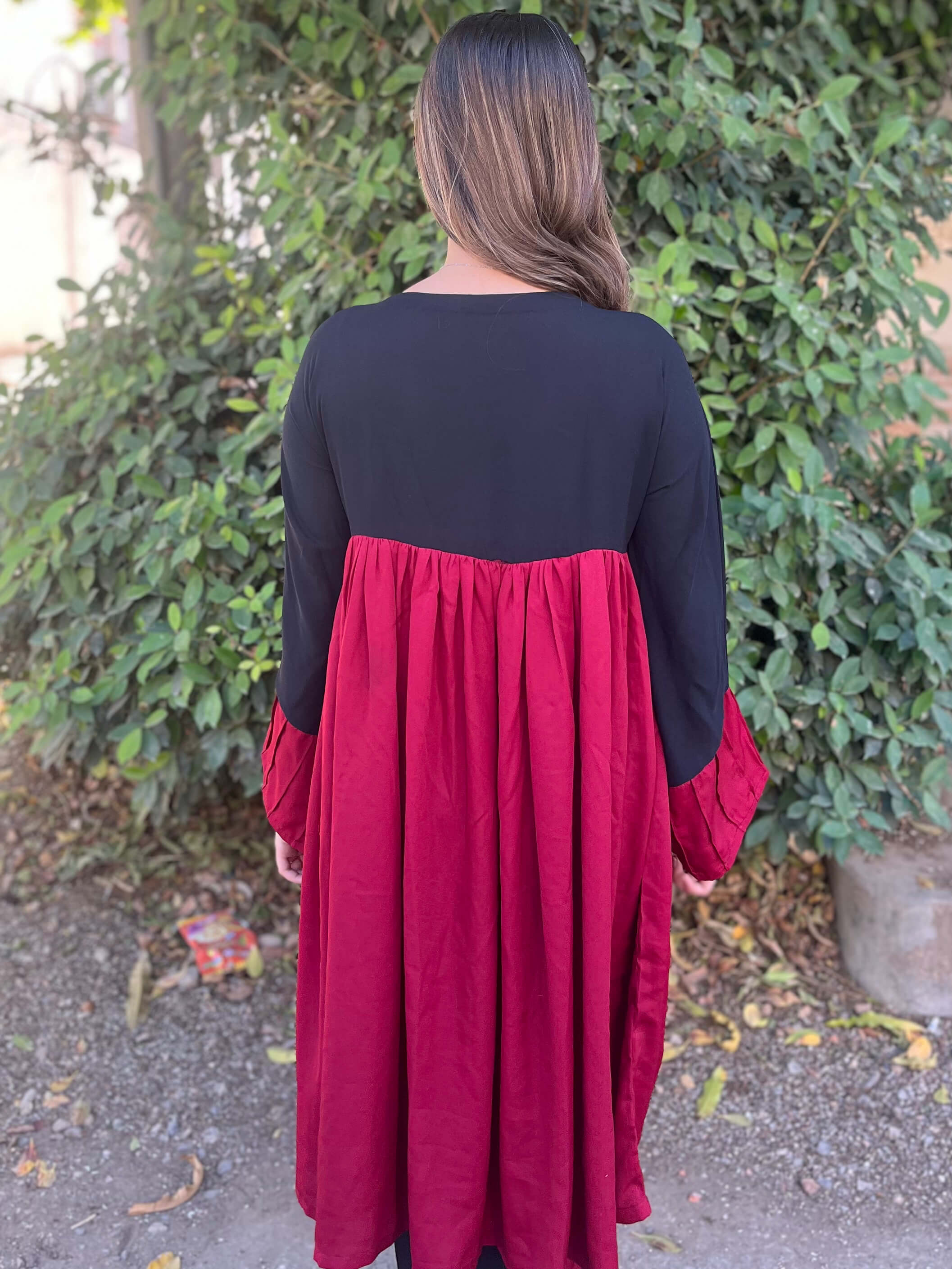 Black & Maroon Crepe Solid Co-Ord Set