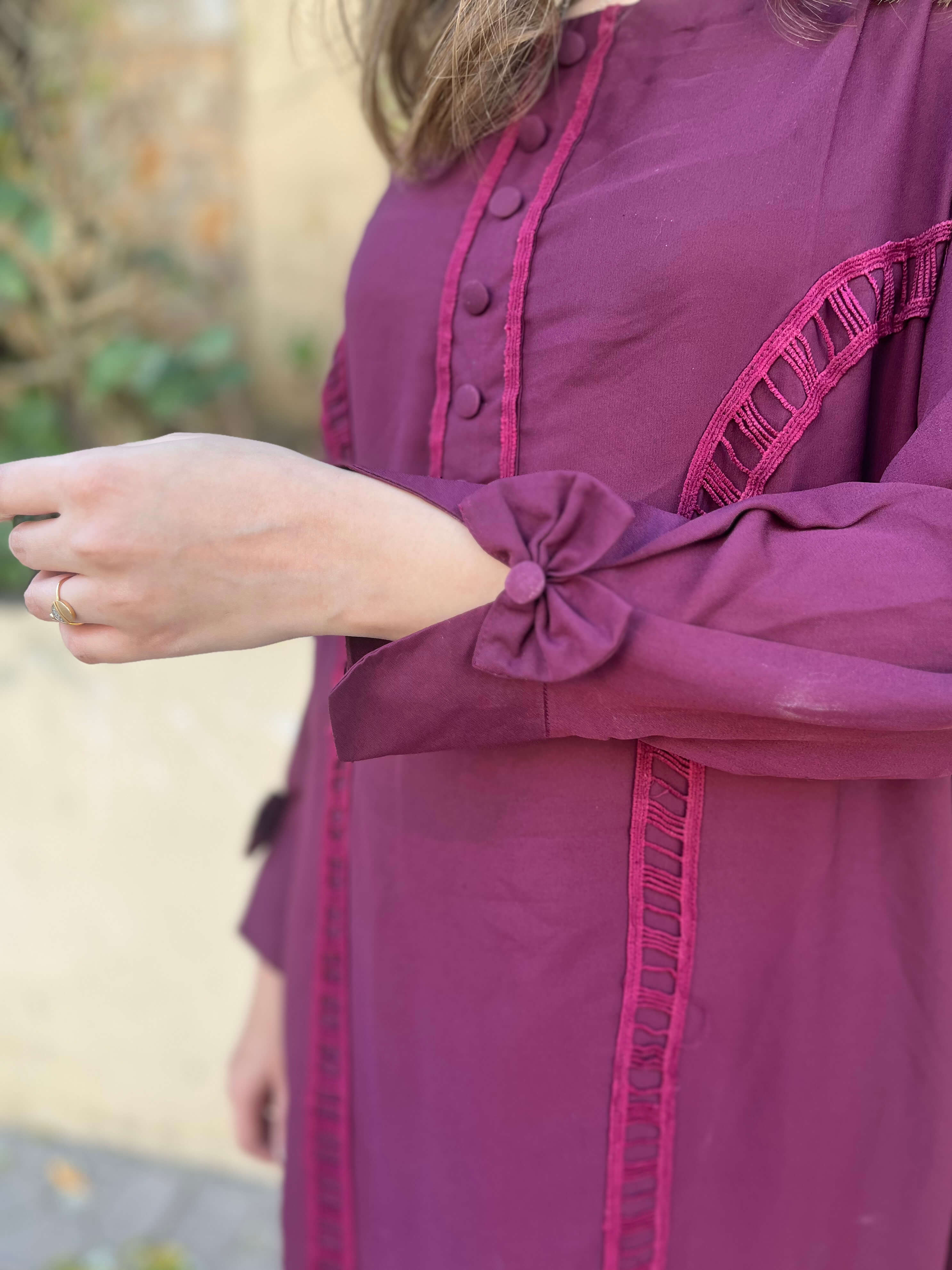Burgundy Crepe Solid Co-Ord Set